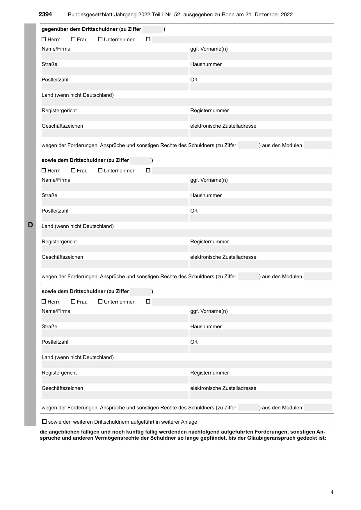 BGBl. 2022, Seite 2394 — Originalseite als Abbildung
