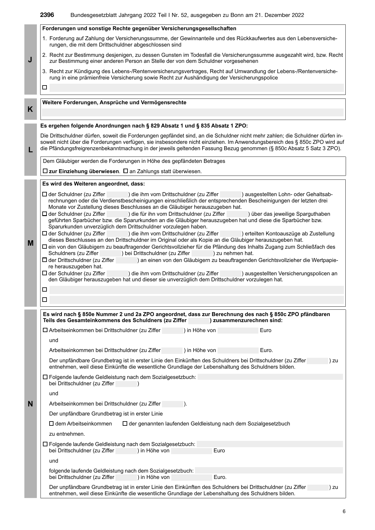 BGBl. 2022, Seite 2396 — Originalseite als Abbildung