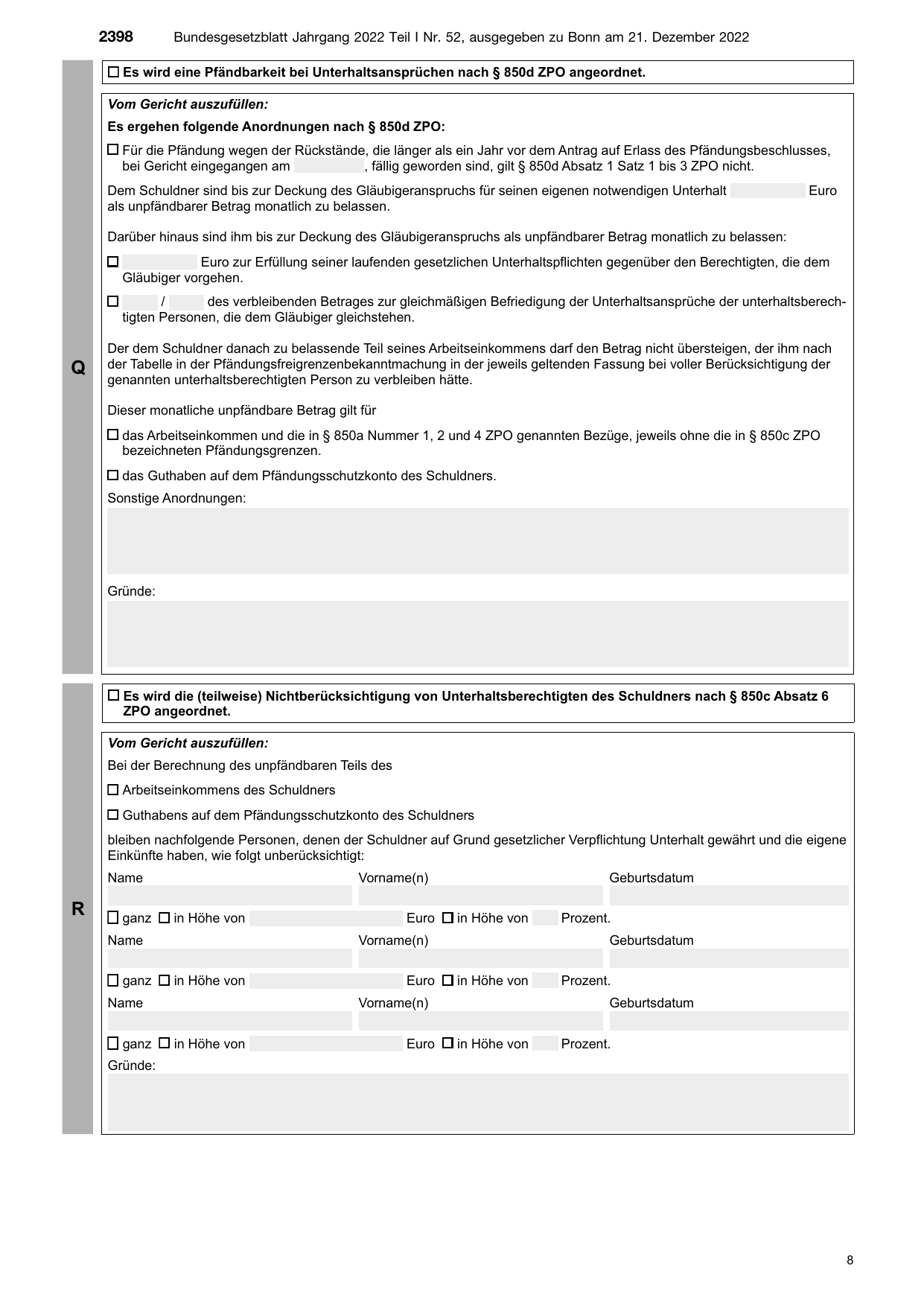 BGBl. 2022, Seite 2398 — Originalseite als Abbildung