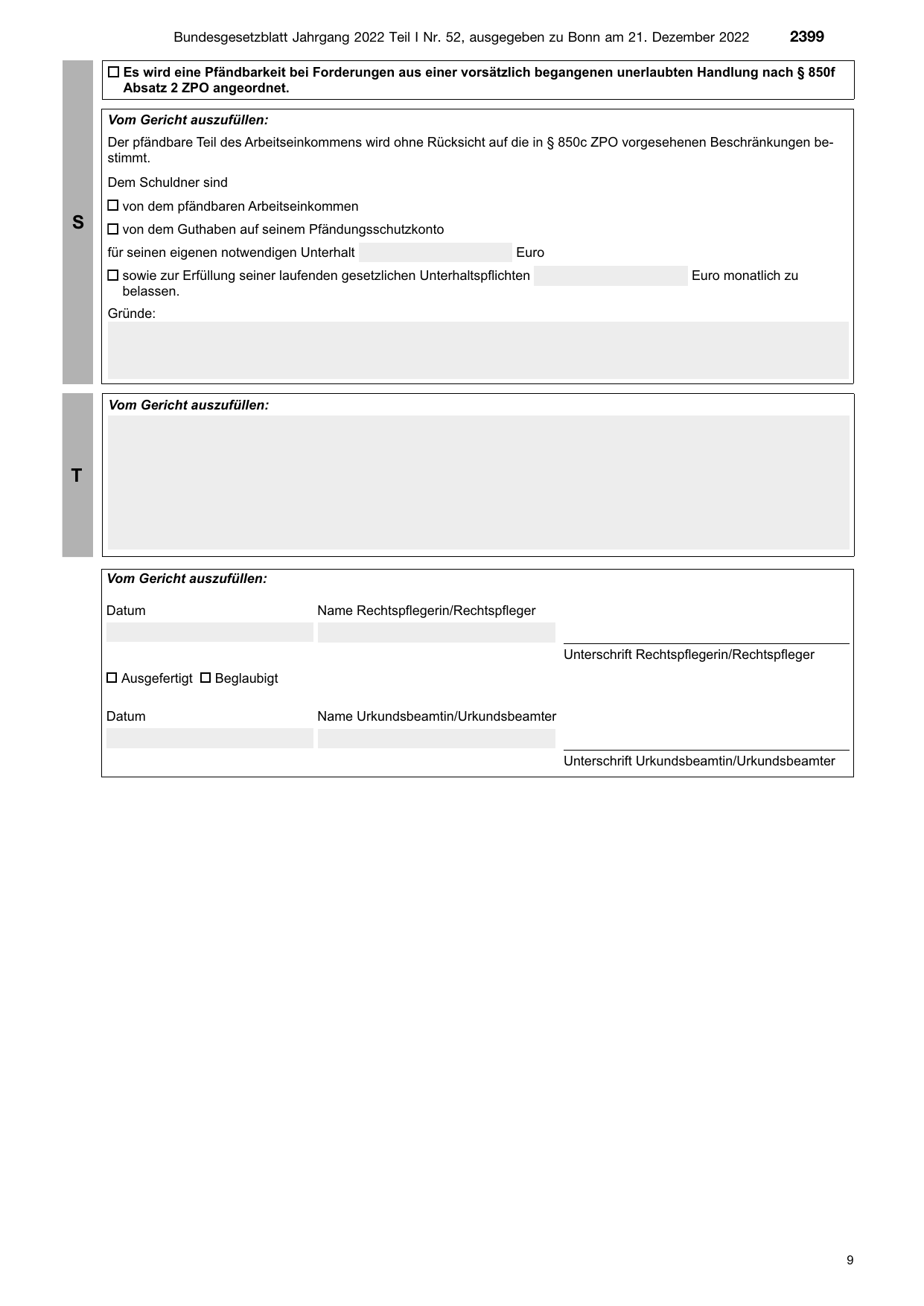 BGBl. 2022, Seite 2399 — Originalseite als Abbildung