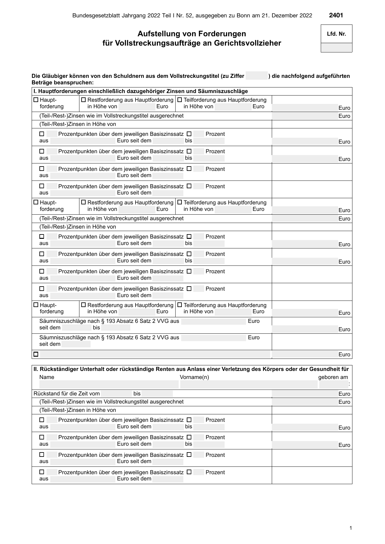 BGBl. 2022, Seite 2401 — Originalseite als Abbildung