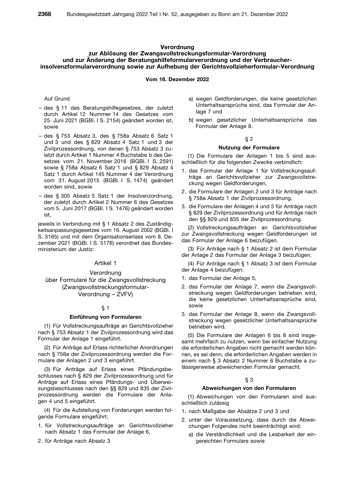 BGBl. 2022, Seite 2368 — Originalseite als Abbildung