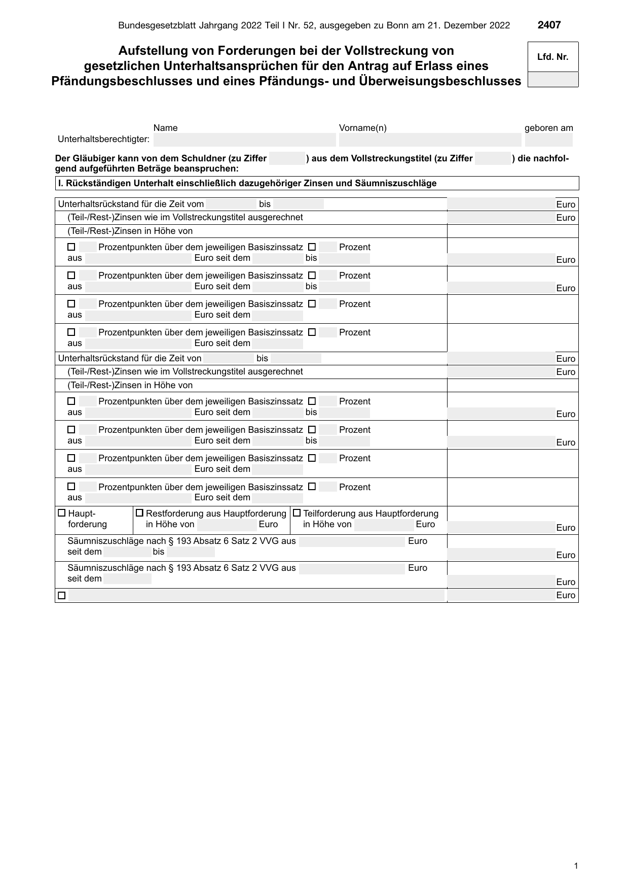 BGBl. 2022, Seite 2407 — Originalseite als Abbildung