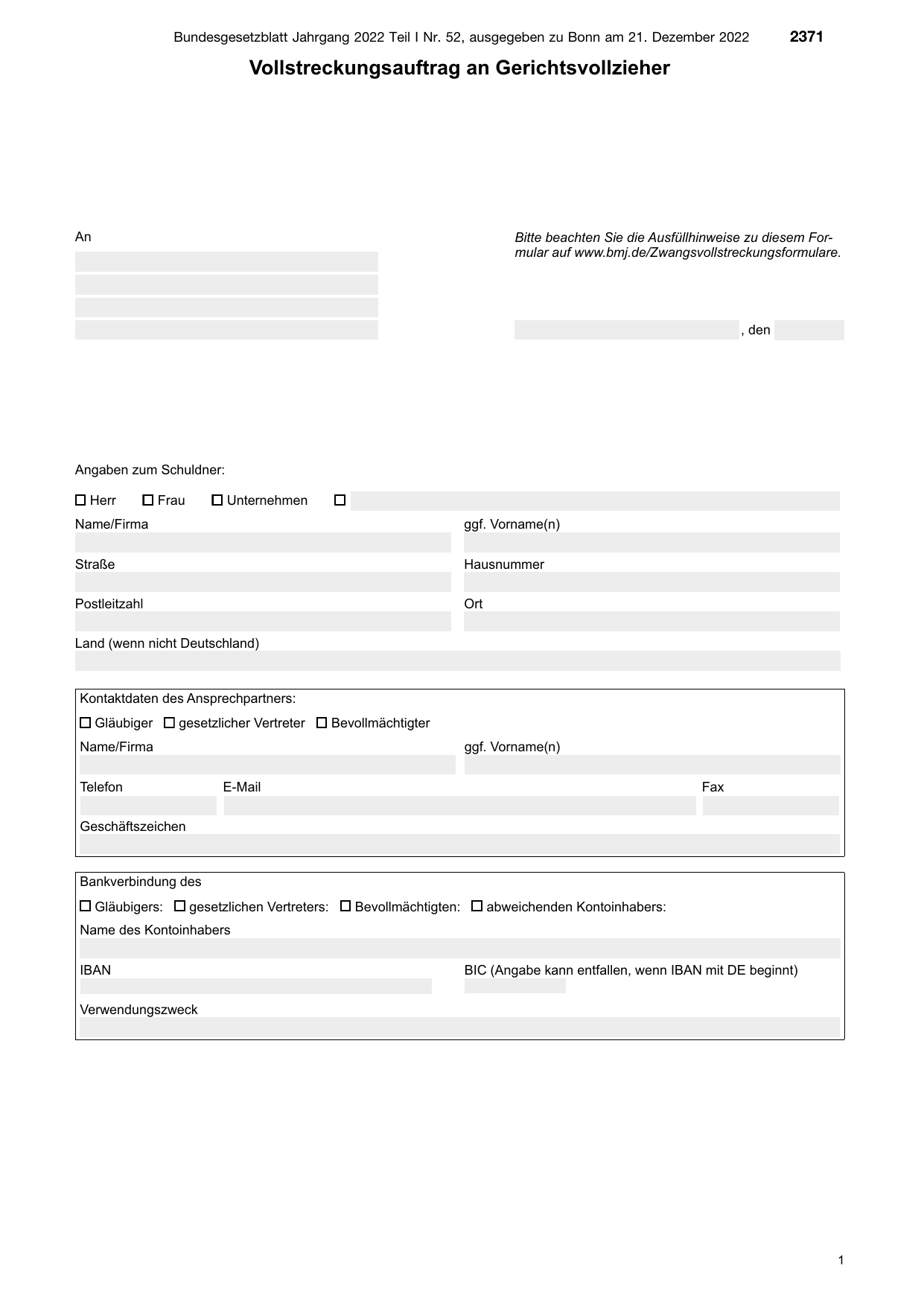 BGBl. 2022, Seite 2371 — Originalseite als Abbildung