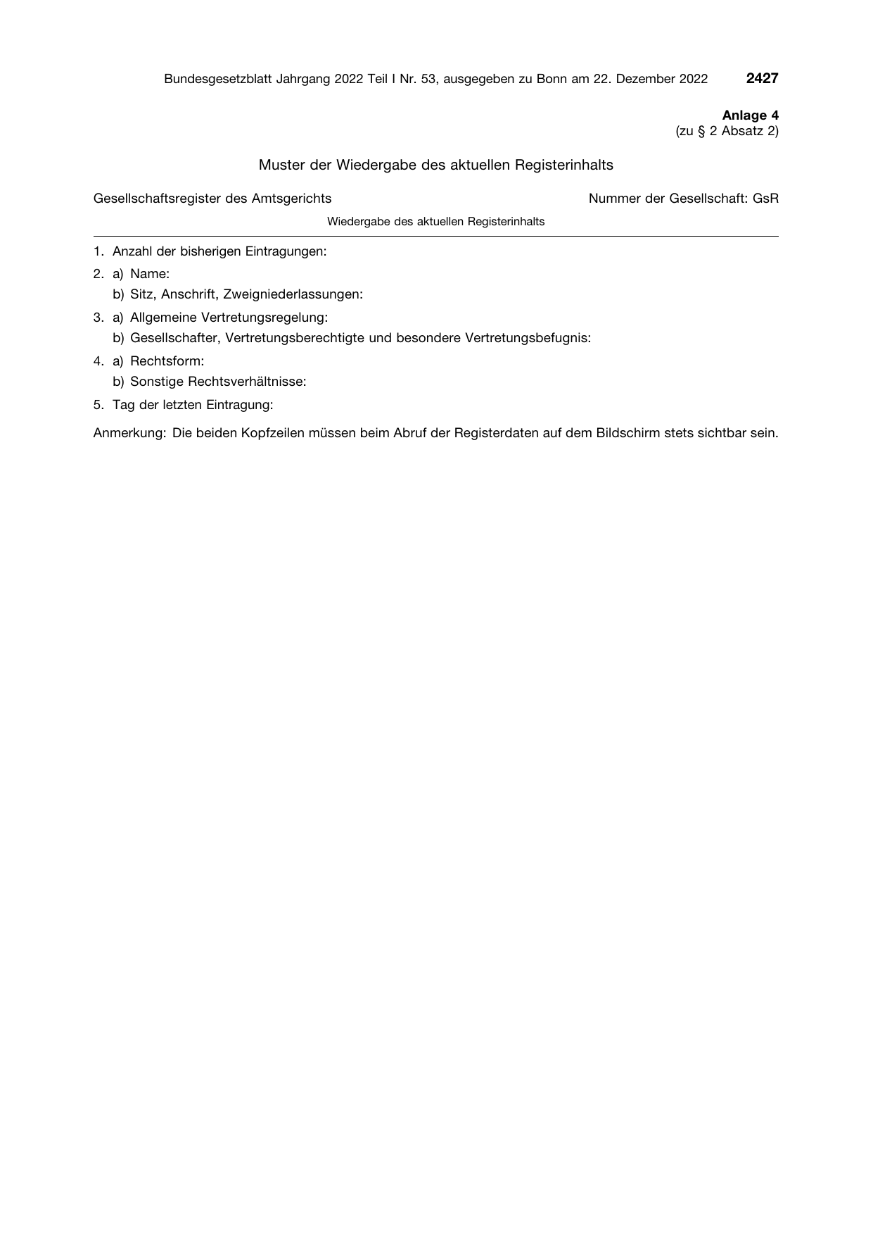 BGBl. 2022, Seite 2427 — Originalseite als Abbildung