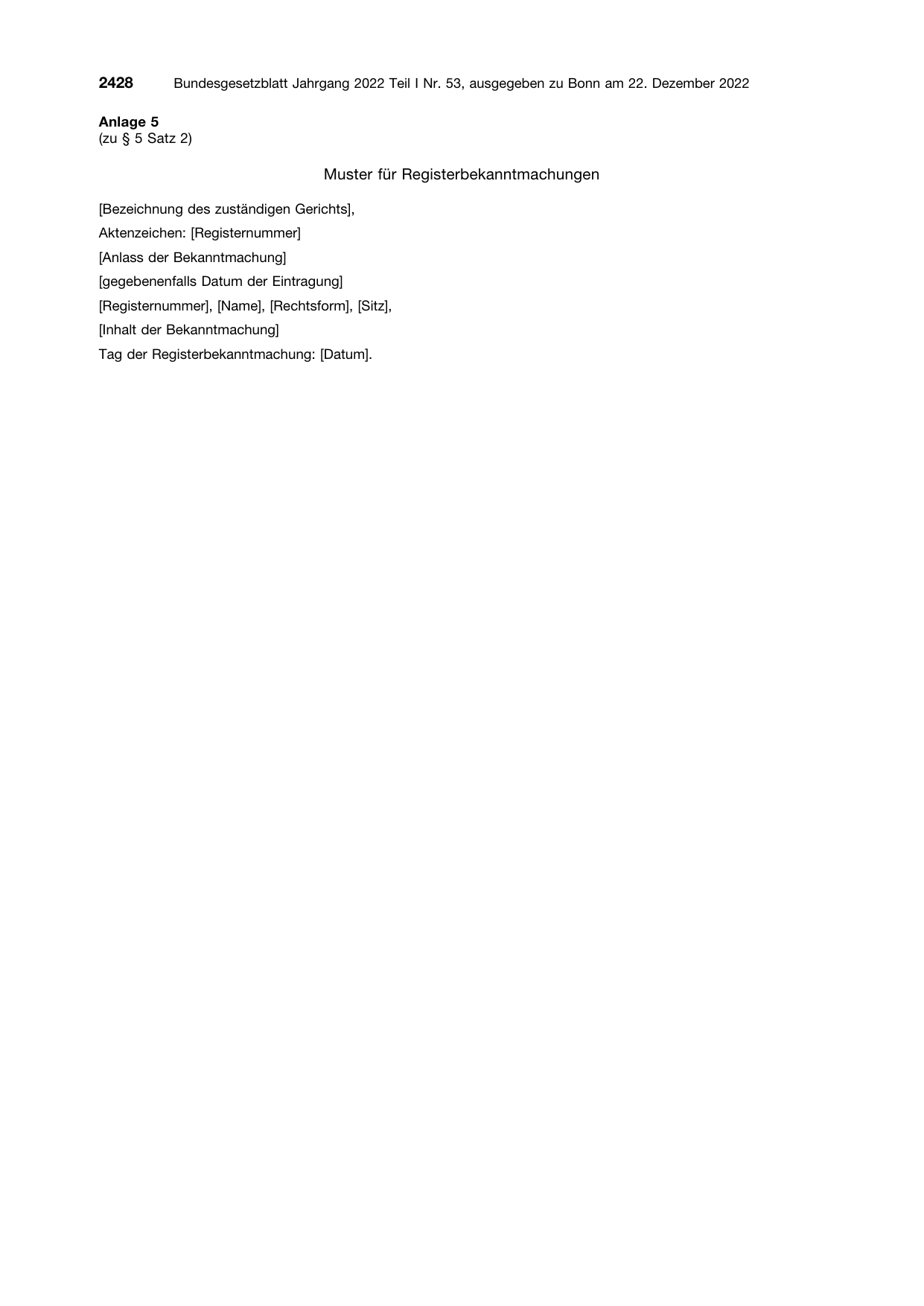 BGBl. 2022, Seite 2428 — Originalseite als Abbildung