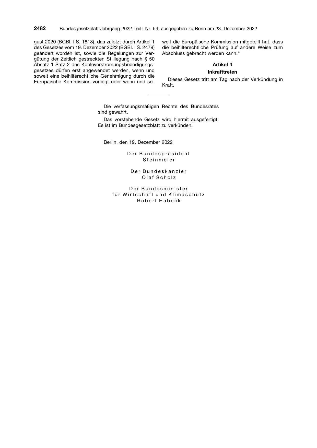 BGBl. 2022, Seite 2482 — Originalseite als Abbildung