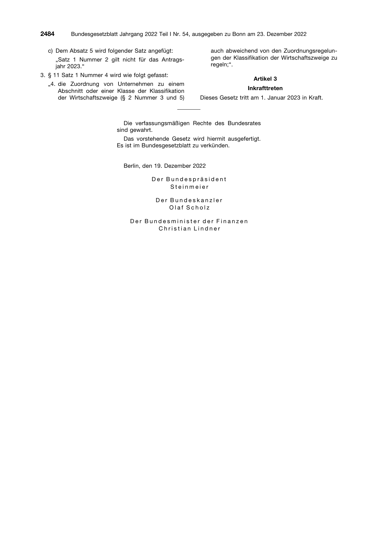 BGBl. 2022, Seite 2484 — Originalseite als Abbildung