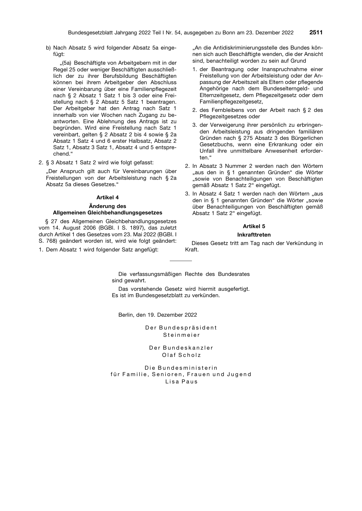 BGBl. 2022, Seite 2511 — Originalseite als Abbildung