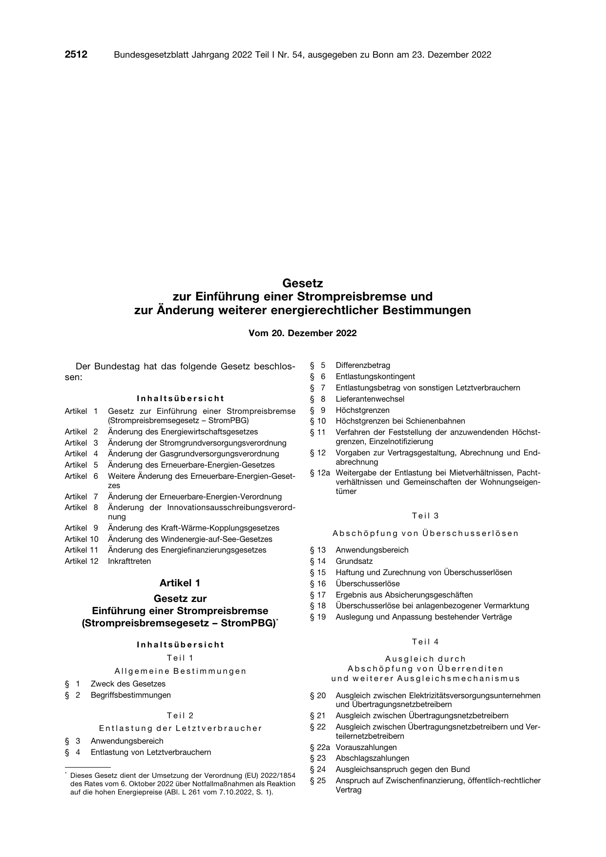 BGBl. 2022, Seite 2512 — Originalseite als Abbildung