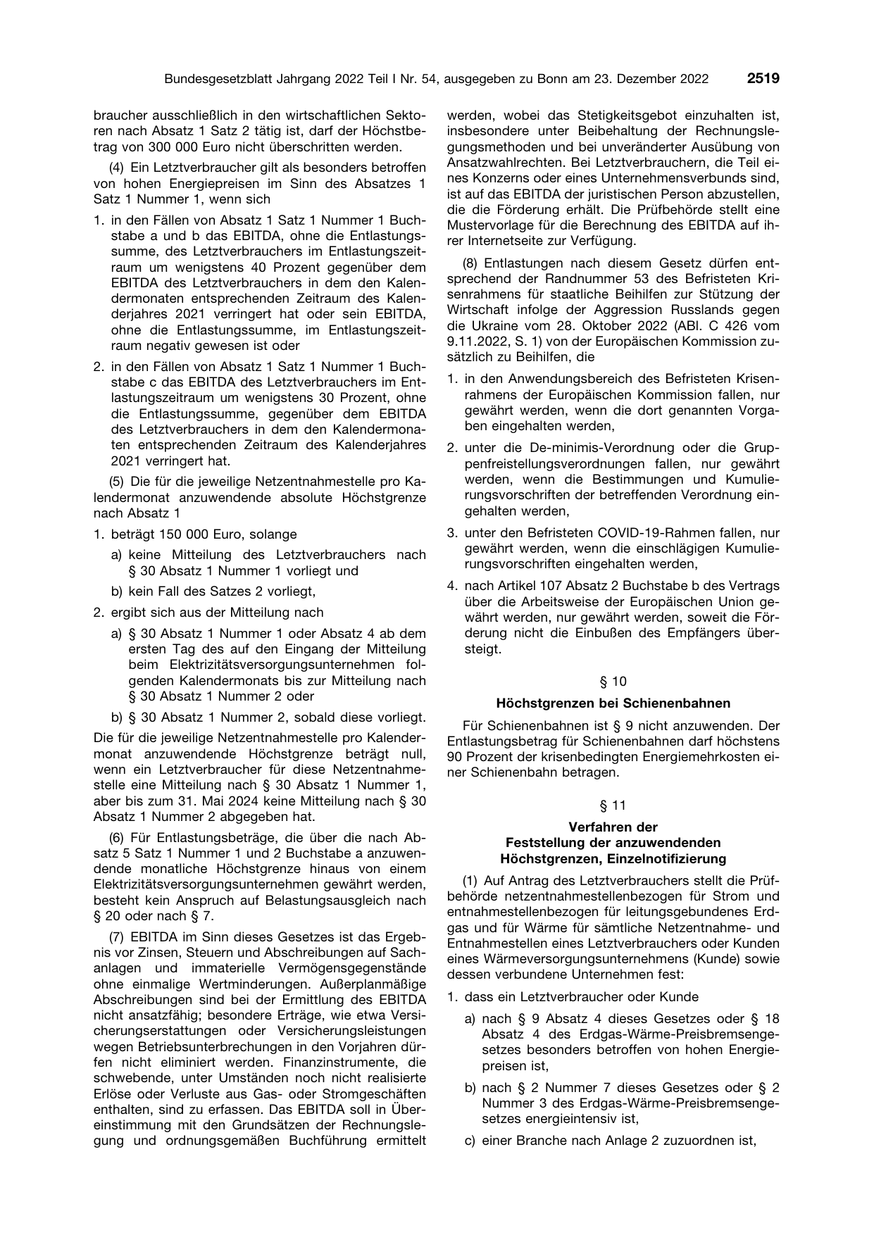 BGBl. 2022, Seite 2519 — Originalseite als Abbildung