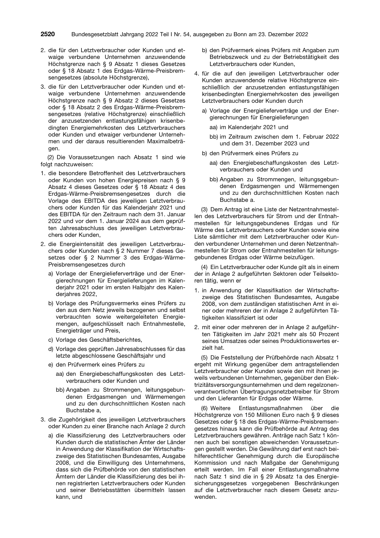 BGBl. 2022, Seite 2520 — Originalseite als Abbildung