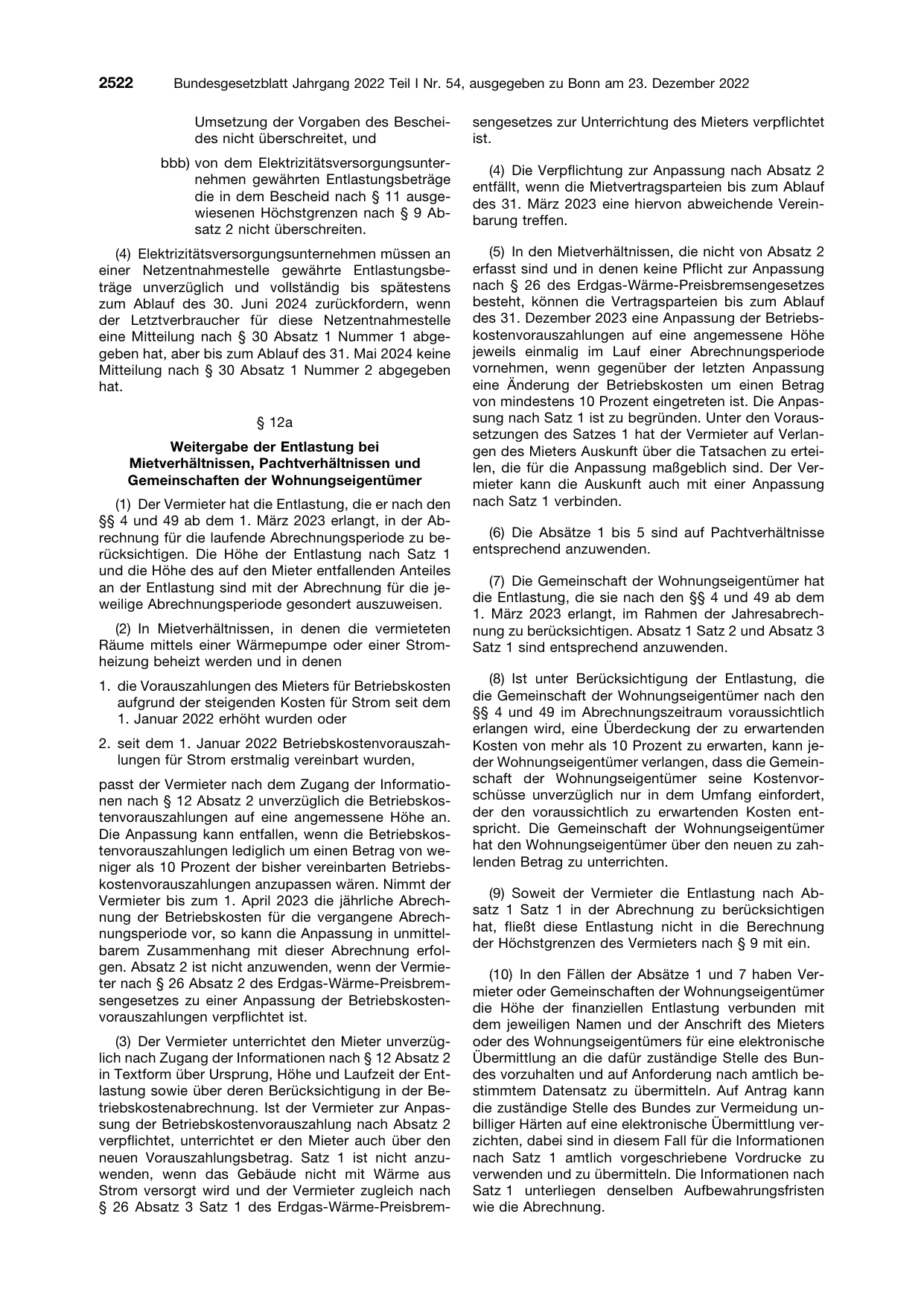 BGBl. 2022, Seite 2522 — Originalseite als Abbildung