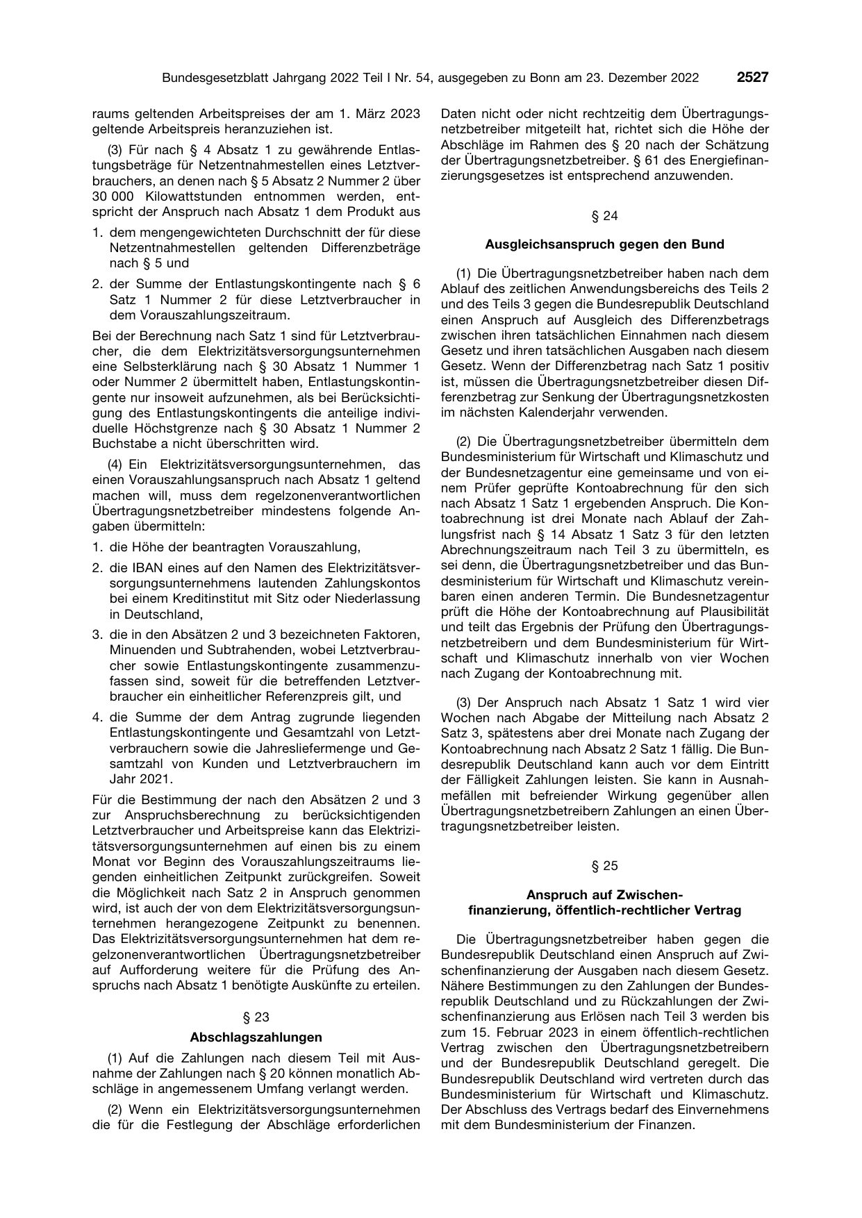 BGBl. 2022, Seite 2527 — Originalseite als Abbildung