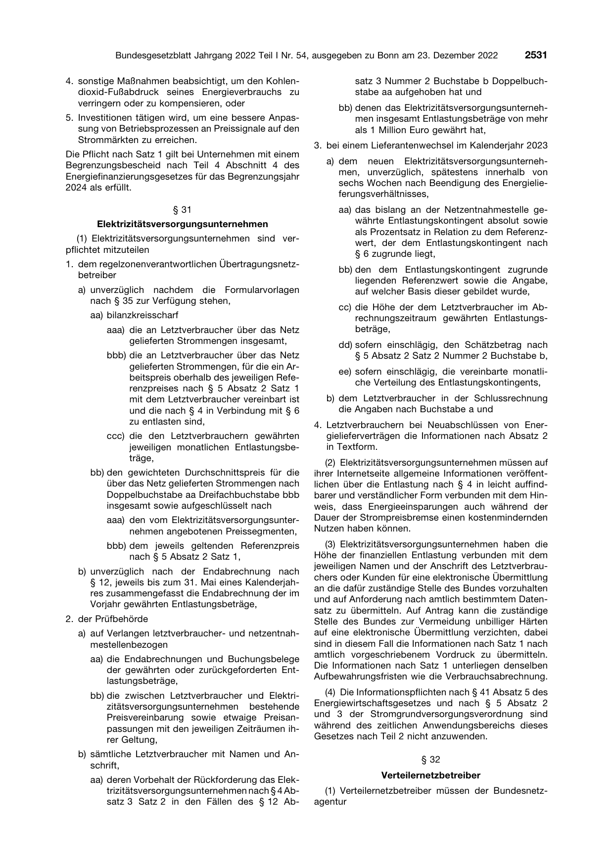 BGBl. 2022, Seite 2531 — Originalseite als Abbildung