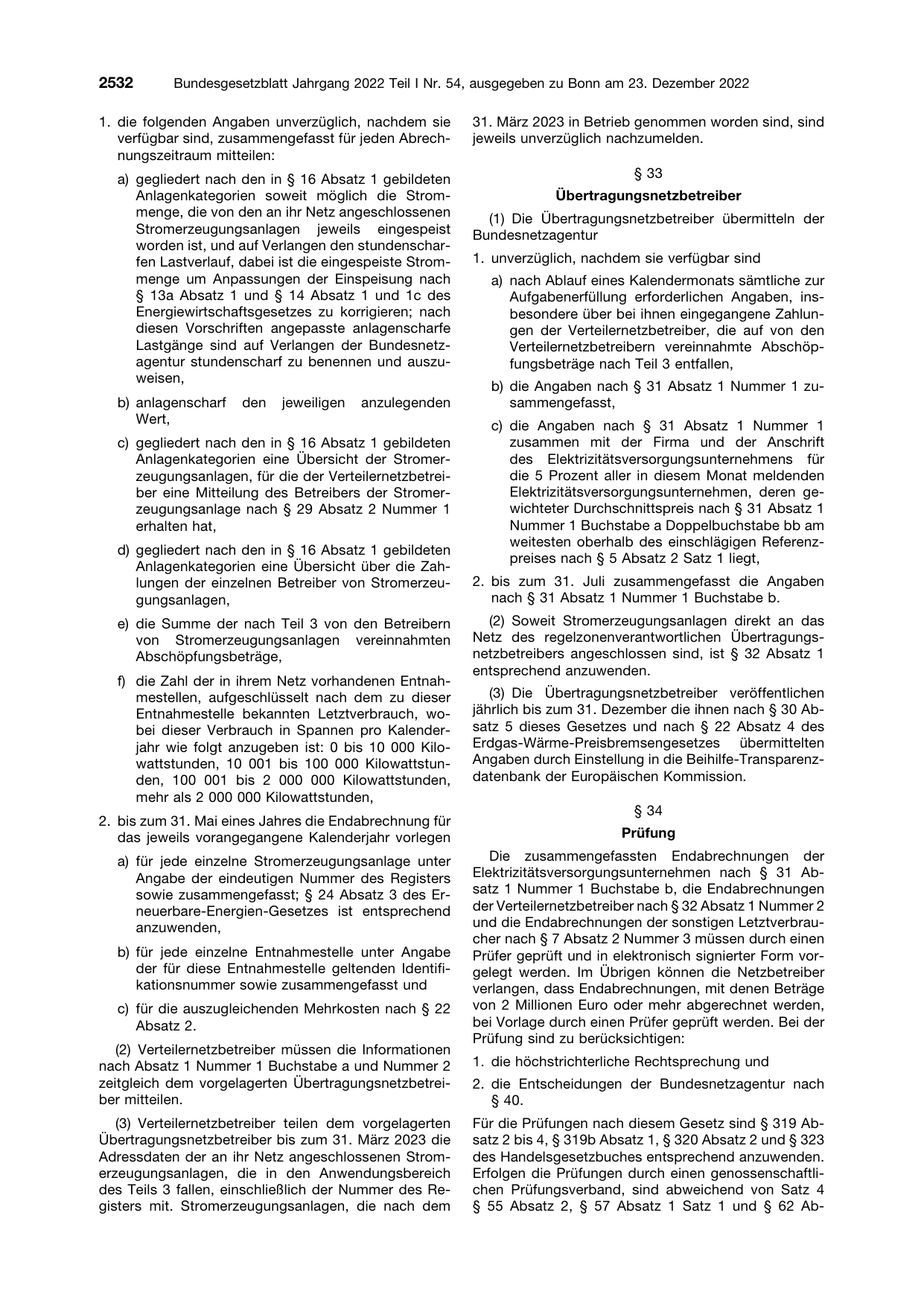 BGBl. 2022, Seite 2532 — Originalseite als Abbildung