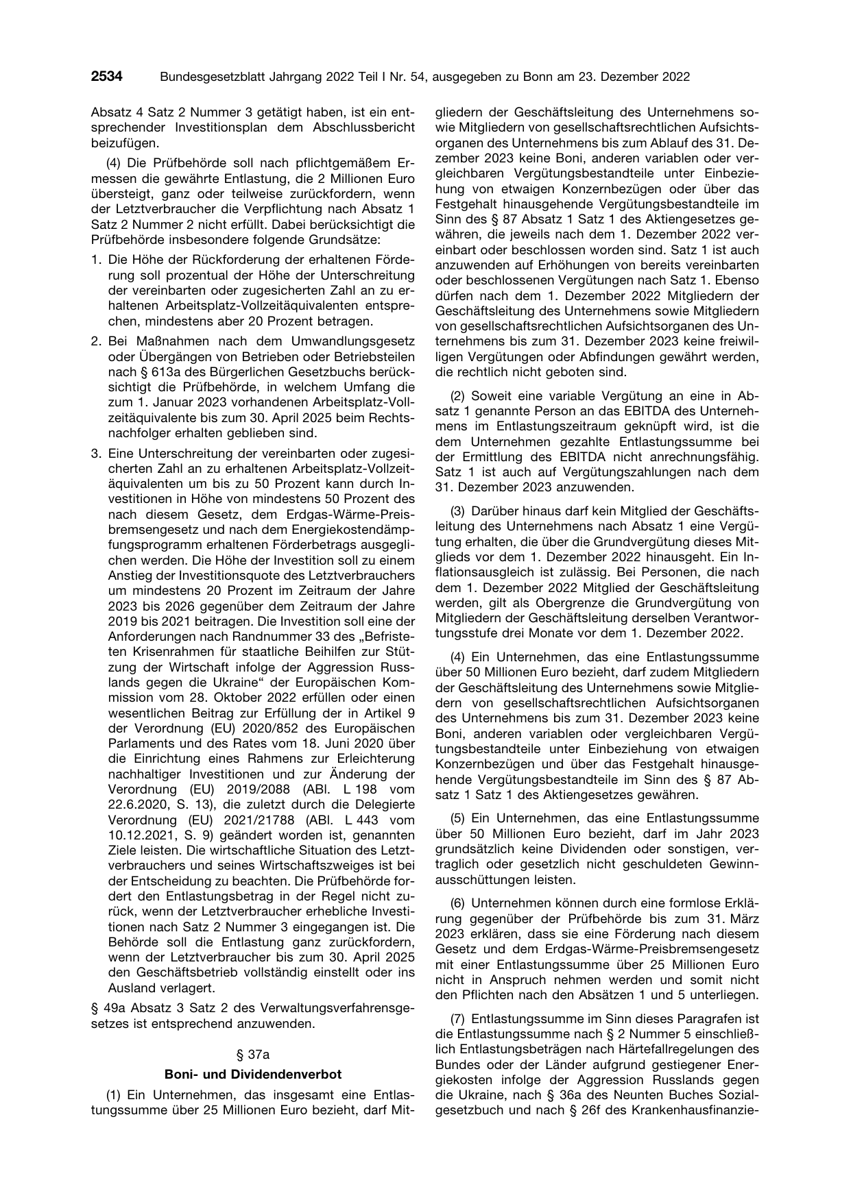 BGBl. 2022, Seite 2534 — Originalseite als Abbildung