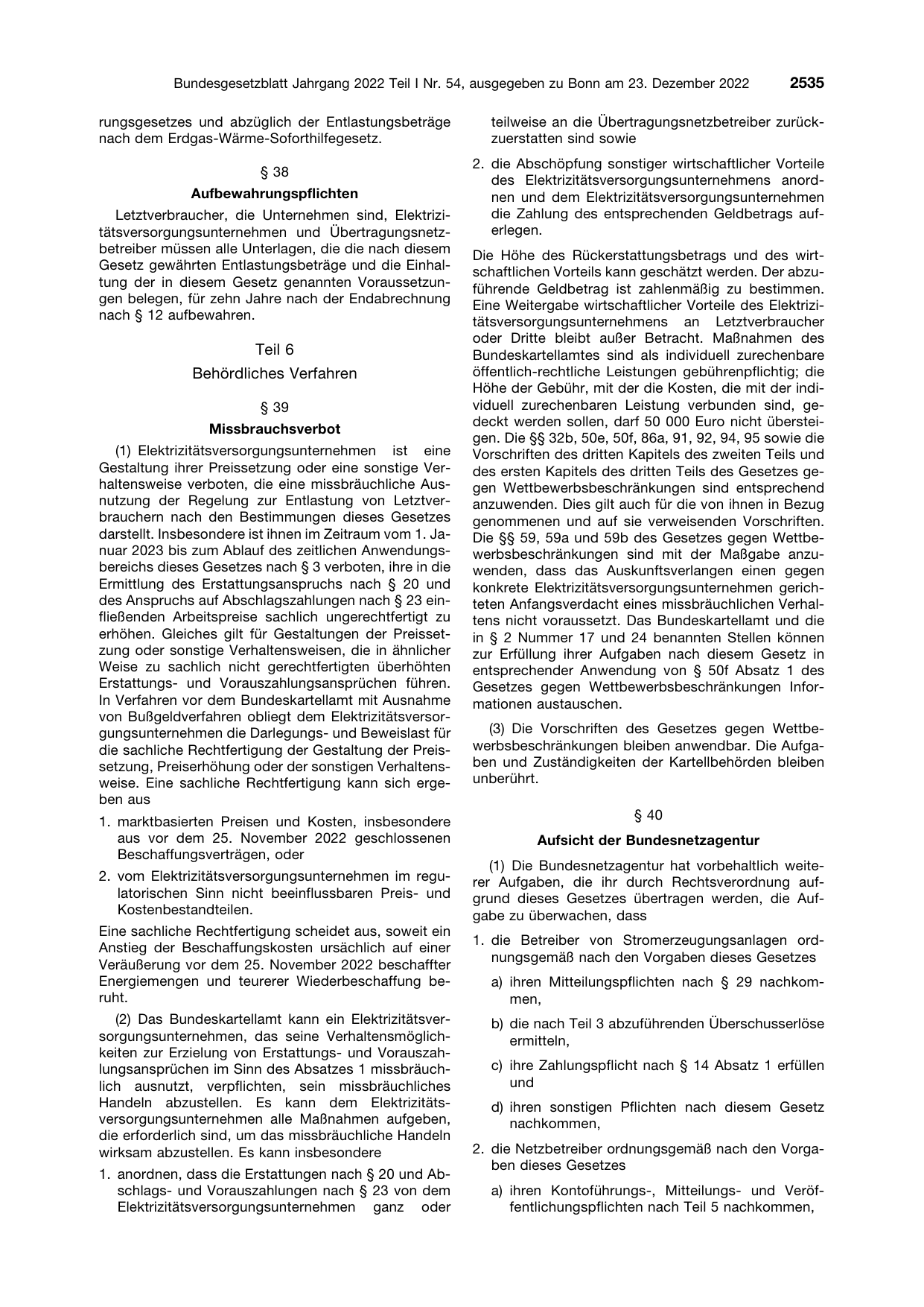 BGBl. 2022, Seite 2535 — Originalseite als Abbildung