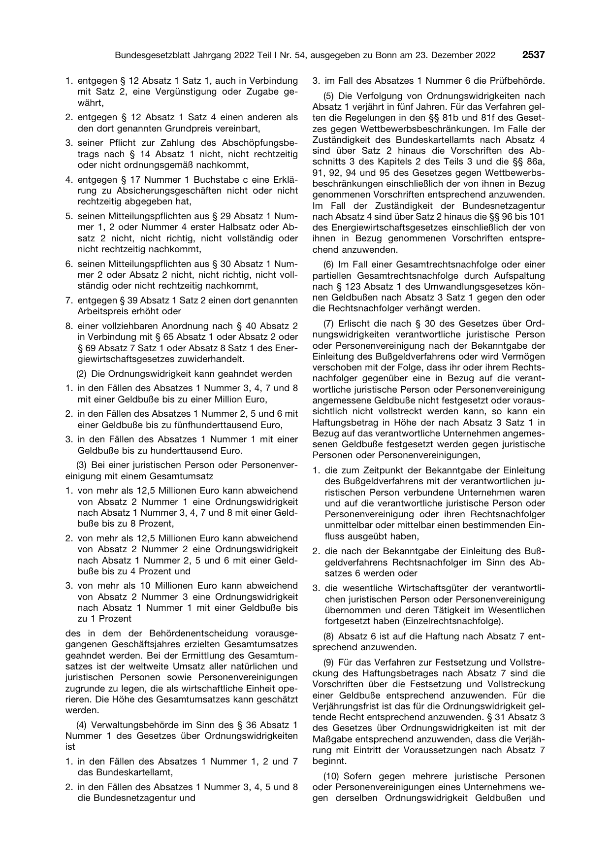 BGBl. 2022, Seite 2537 — Originalseite als Abbildung
