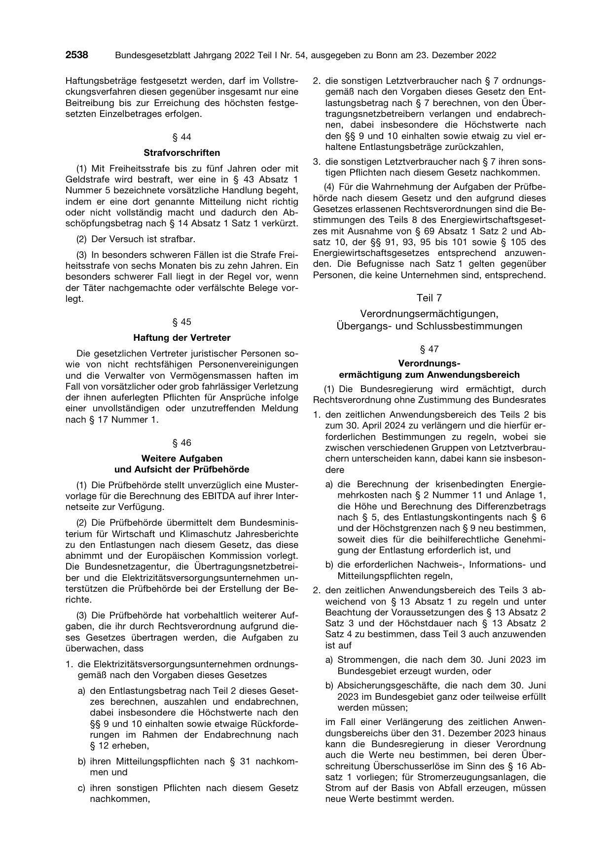 BGBl. 2022, Seite 2538 — Originalseite als Abbildung