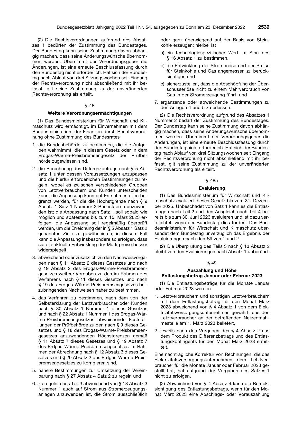 BGBl. 2022, Seite 2539 — Originalseite als Abbildung