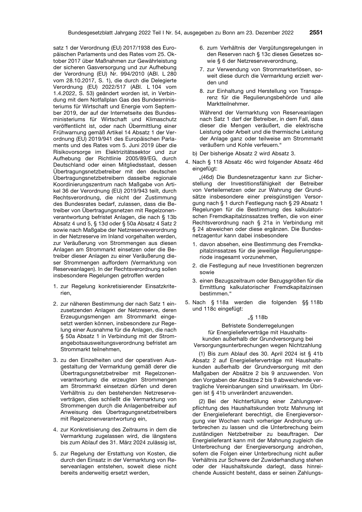 BGBl. 2022, Seite 2551 — Originalseite als Abbildung