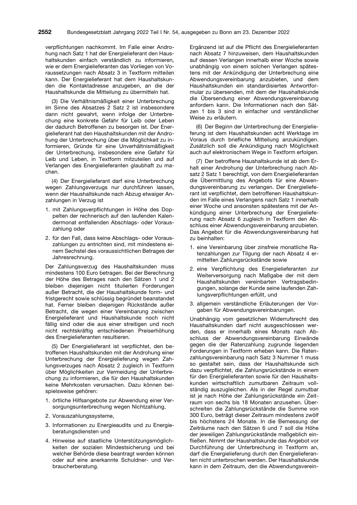 BGBl. 2022, Seite 2552 — Originalseite als Abbildung