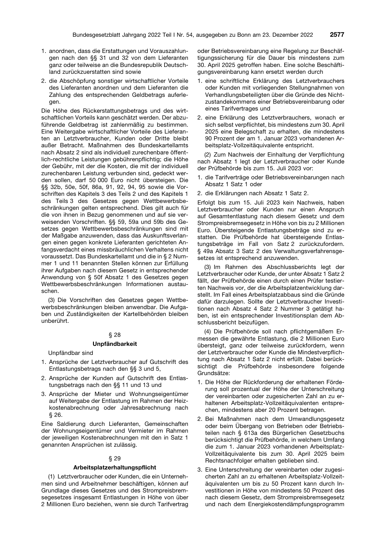 BGBl. 2022, Seite 2577 — Originalseite als Abbildung