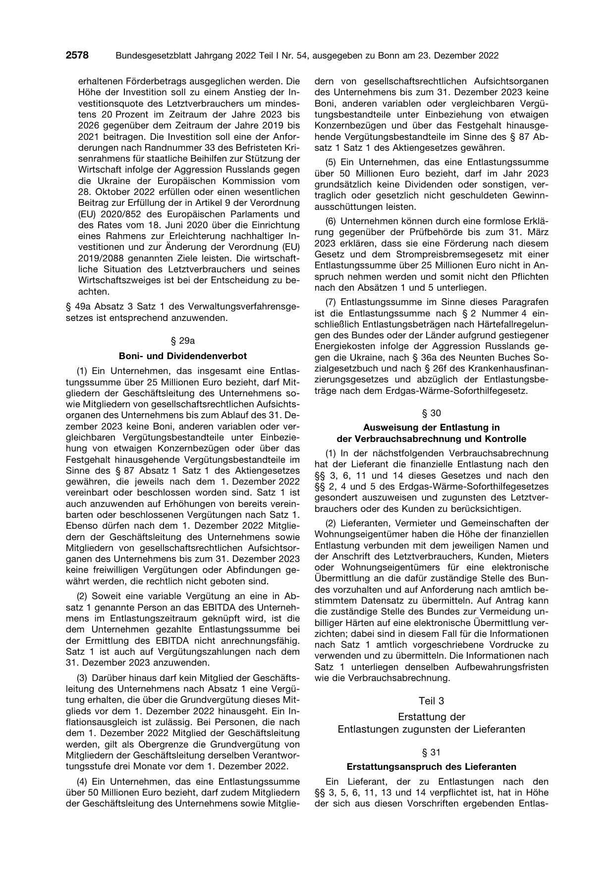 BGBl. 2022, Seite 2578 — Originalseite als Abbildung