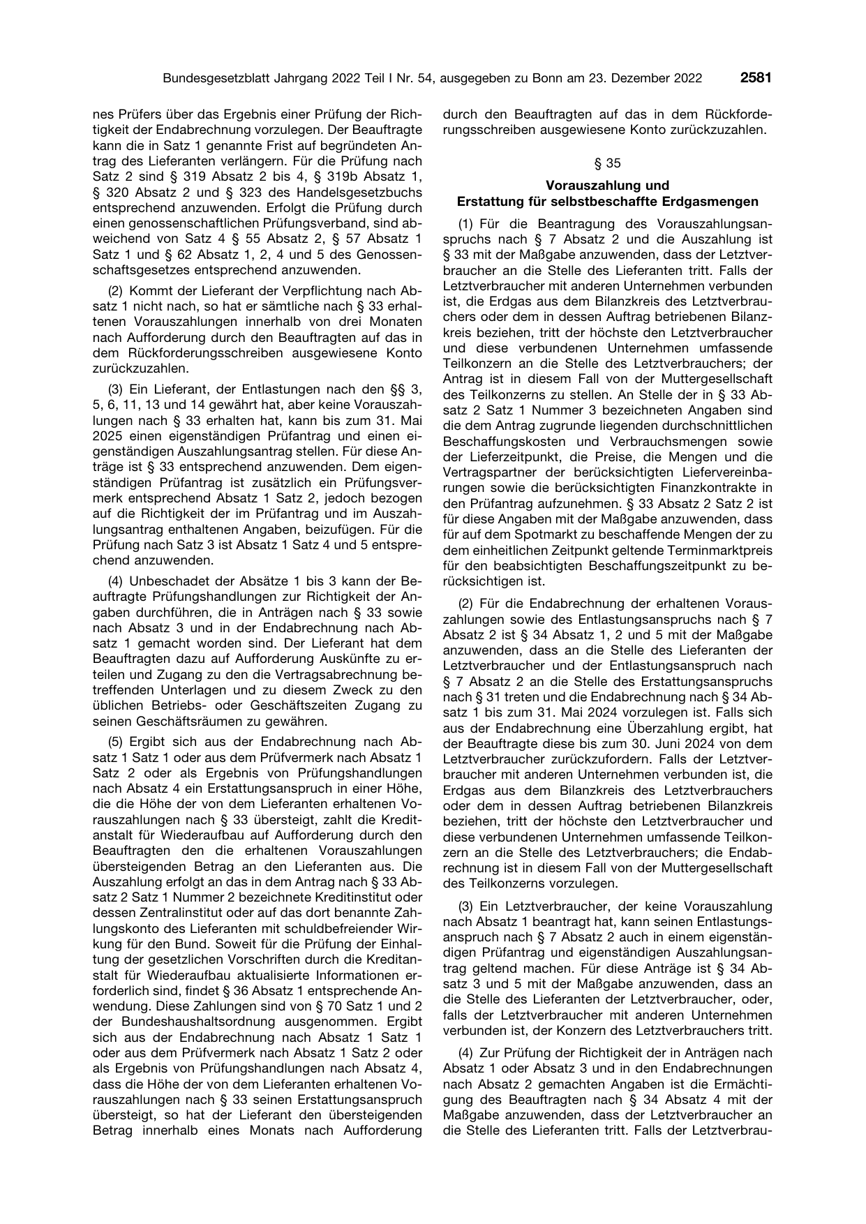BGBl. 2022, Seite 2581 — Originalseite als Abbildung