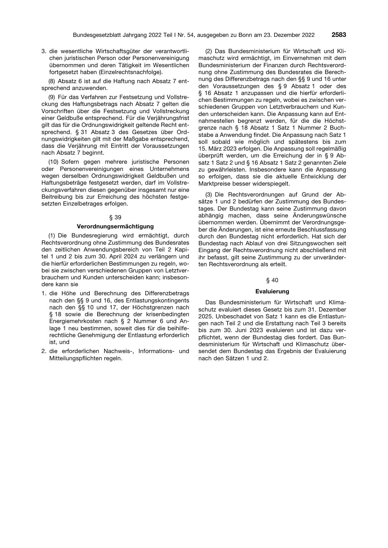 BGBl. 2022, Seite 2583 — Originalseite als Abbildung