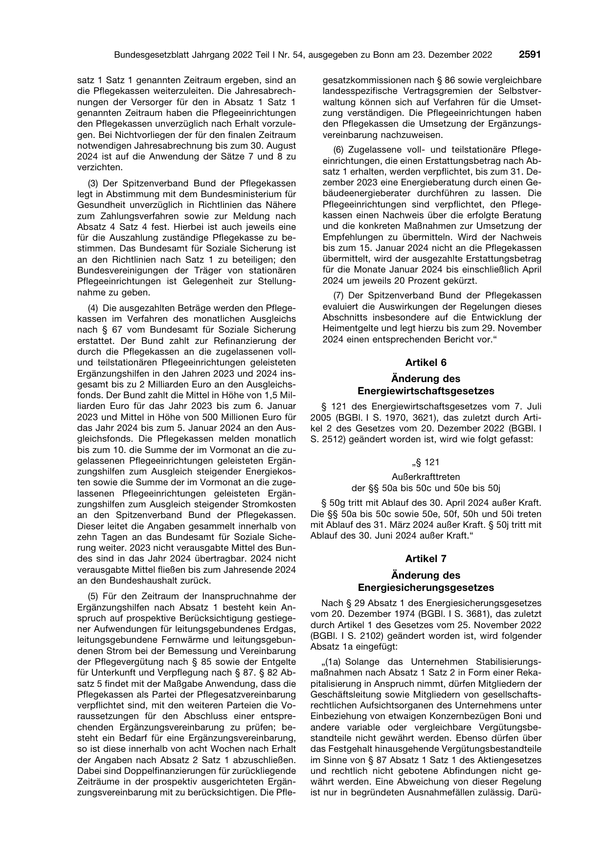 BGBl. 2022, Seite 2591 — Originalseite als Abbildung