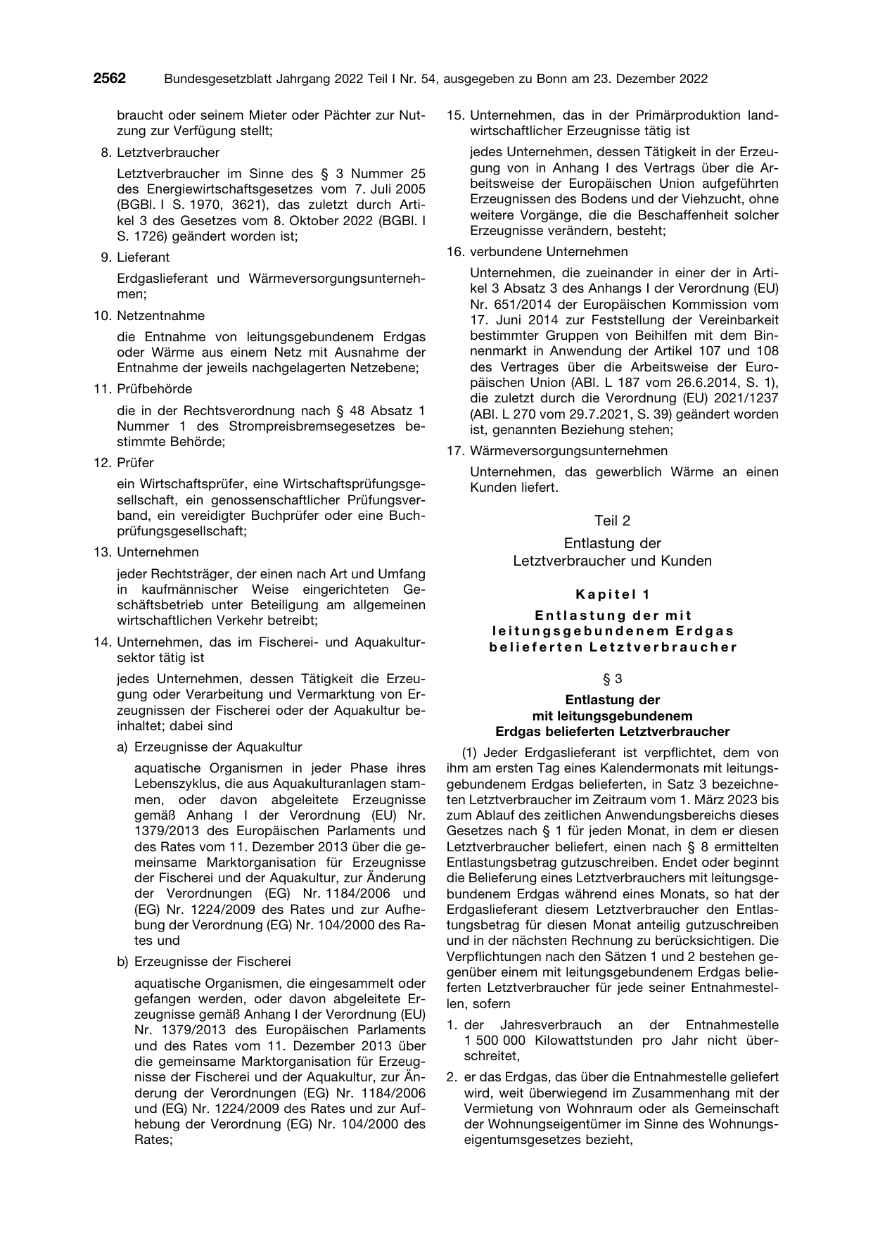 BGBl. 2022, Seite 2562 — Originalseite als Abbildung