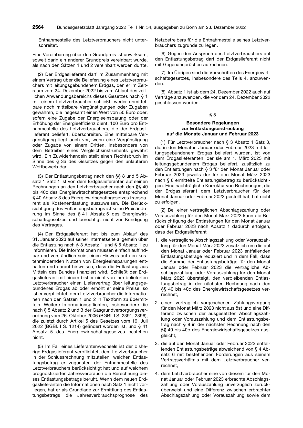 BGBl. 2022, Seite 2564 — Originalseite als Abbildung