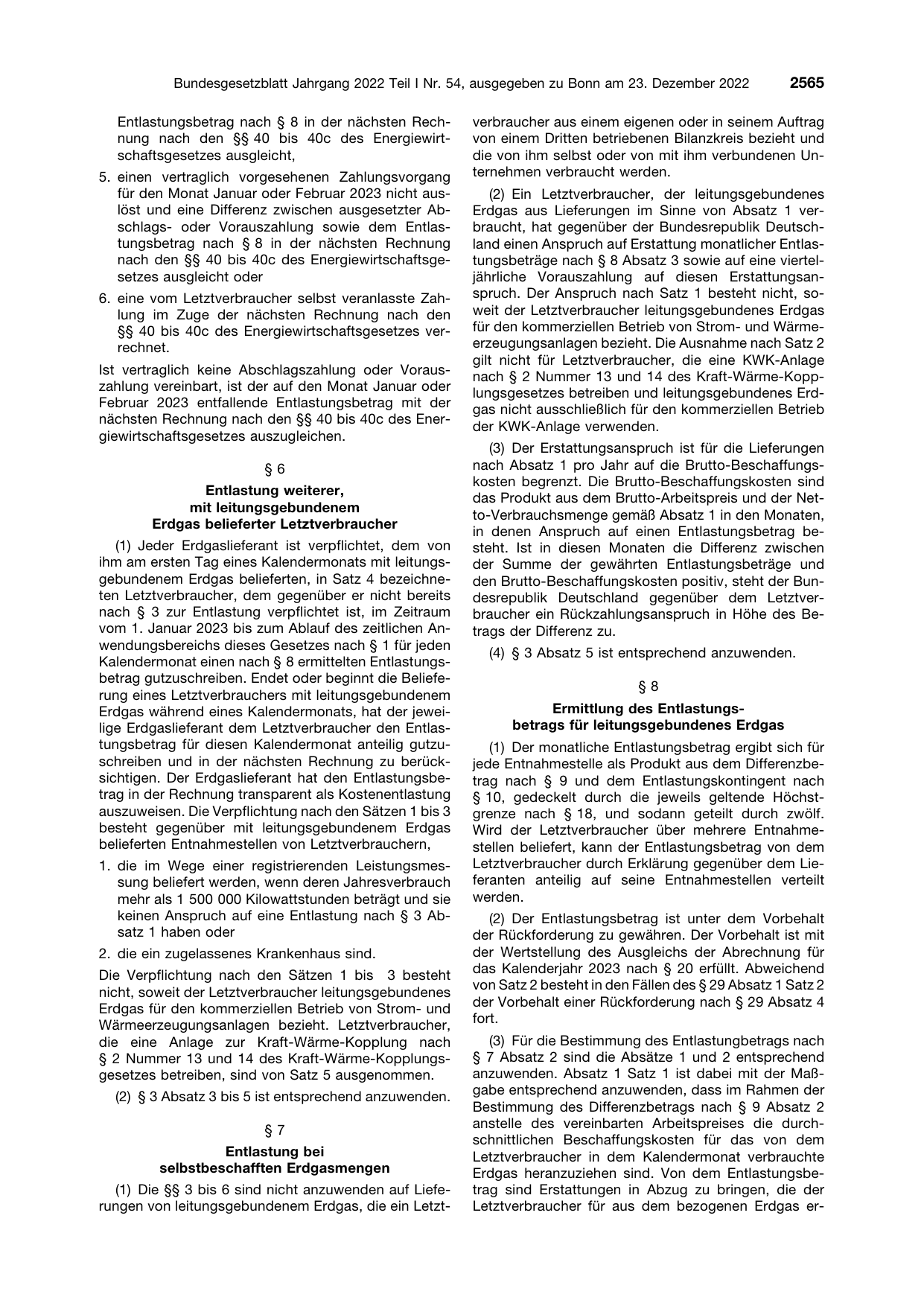 BGBl. 2022, Seite 2565 — Originalseite als Abbildung