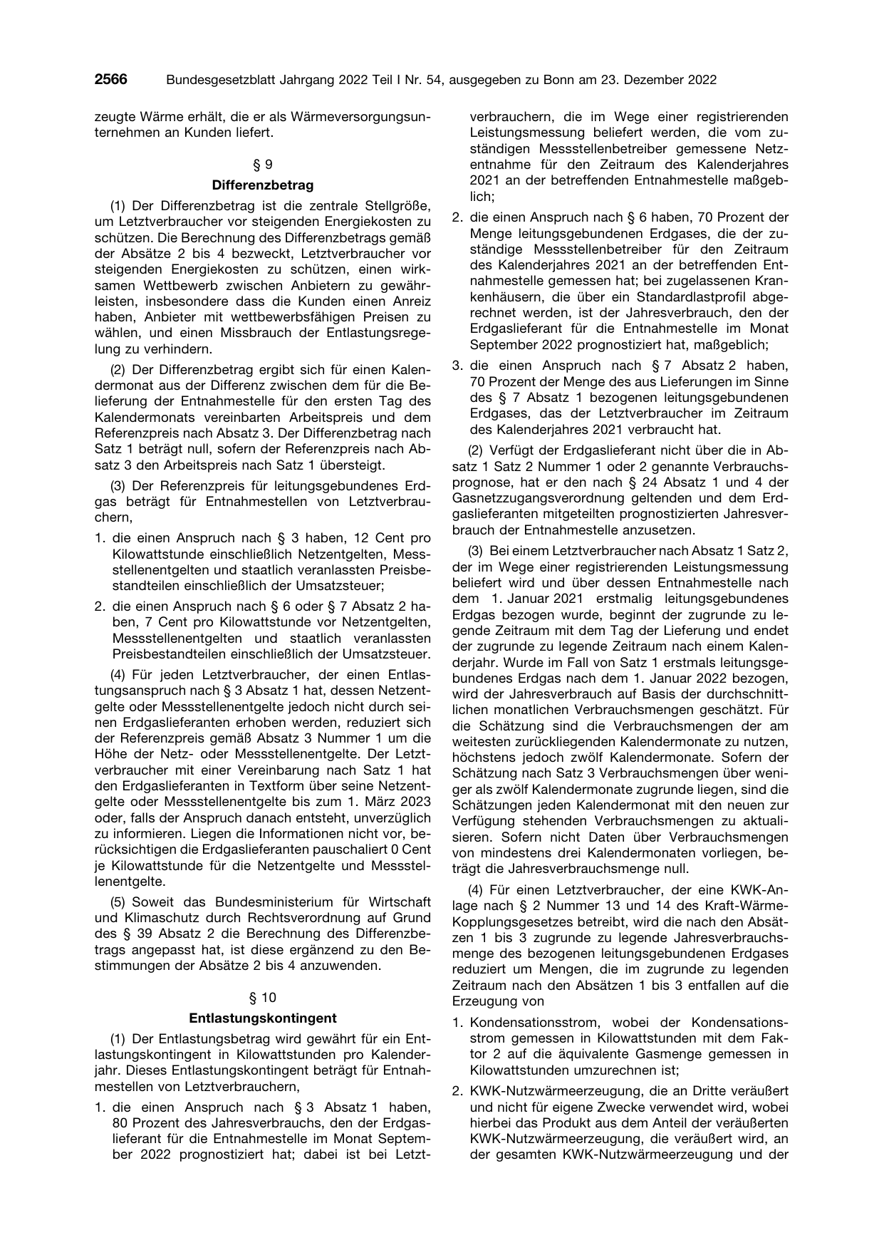 BGBl. 2022, Seite 2566 — Originalseite als Abbildung