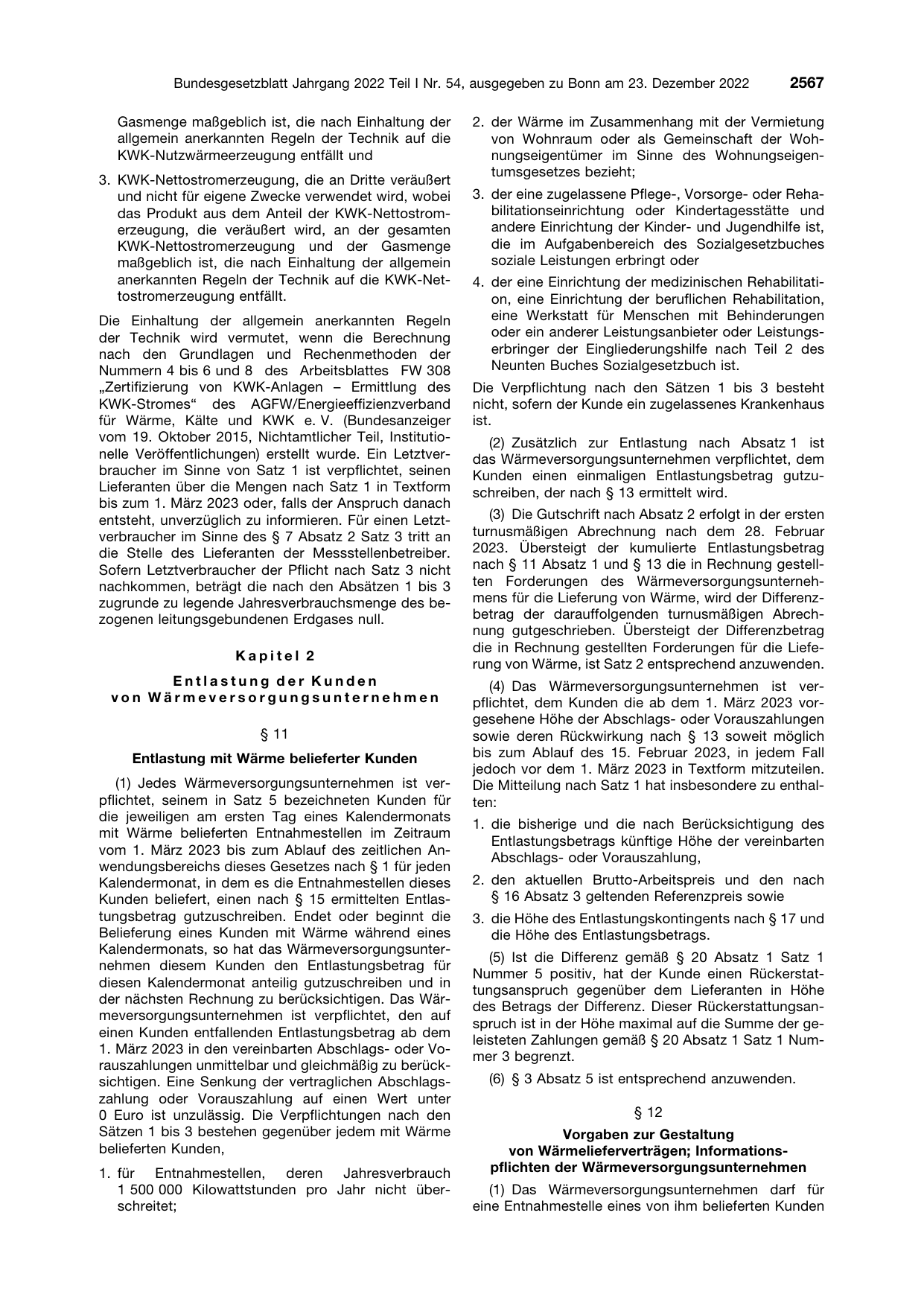 BGBl. 2022, Seite 2567 — Originalseite als Abbildung