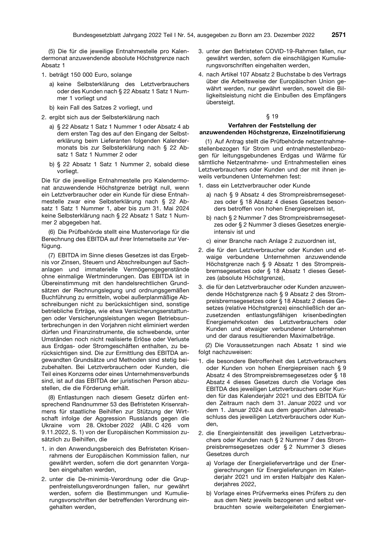 BGBl. 2022, Seite 2571 — Originalseite als Abbildung