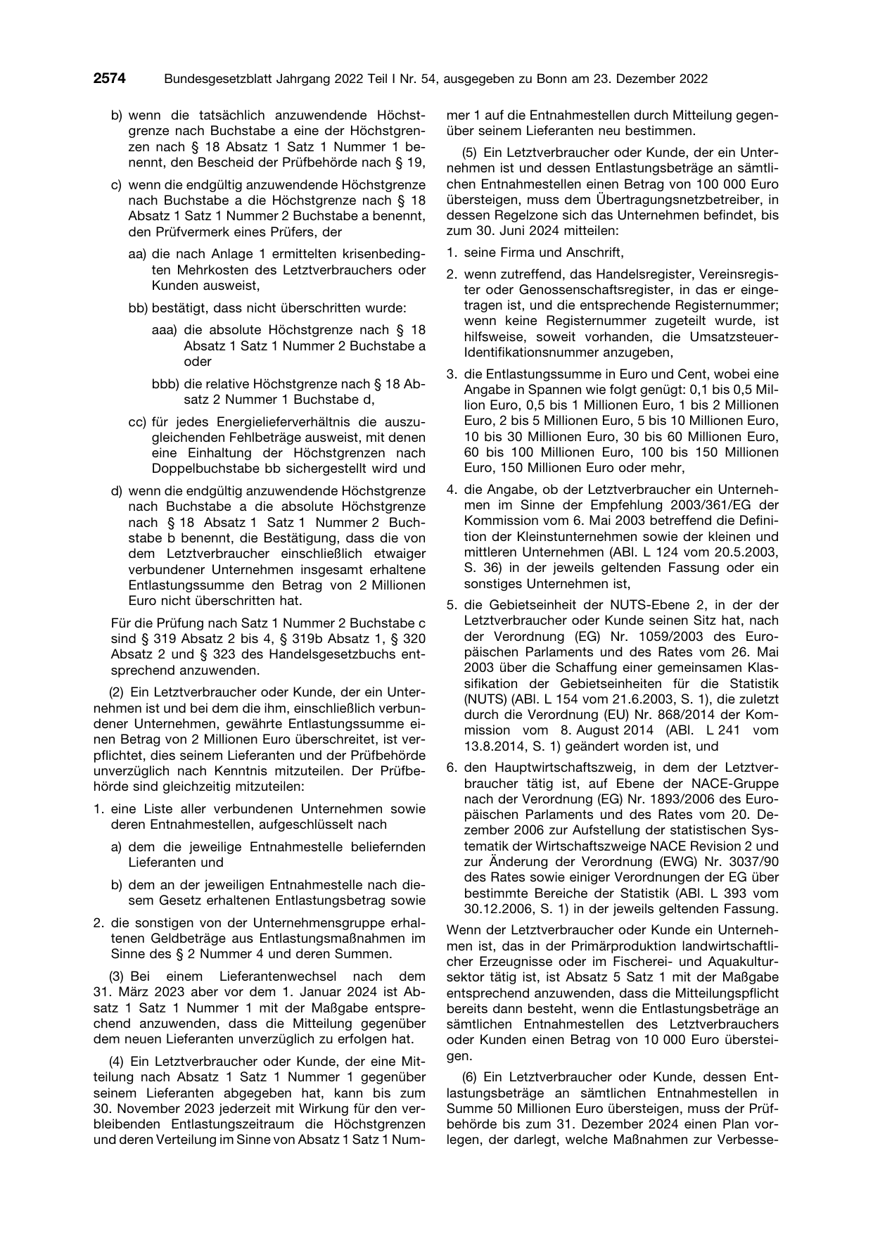 BGBl. 2022, Seite 2574 — Originalseite als Abbildung