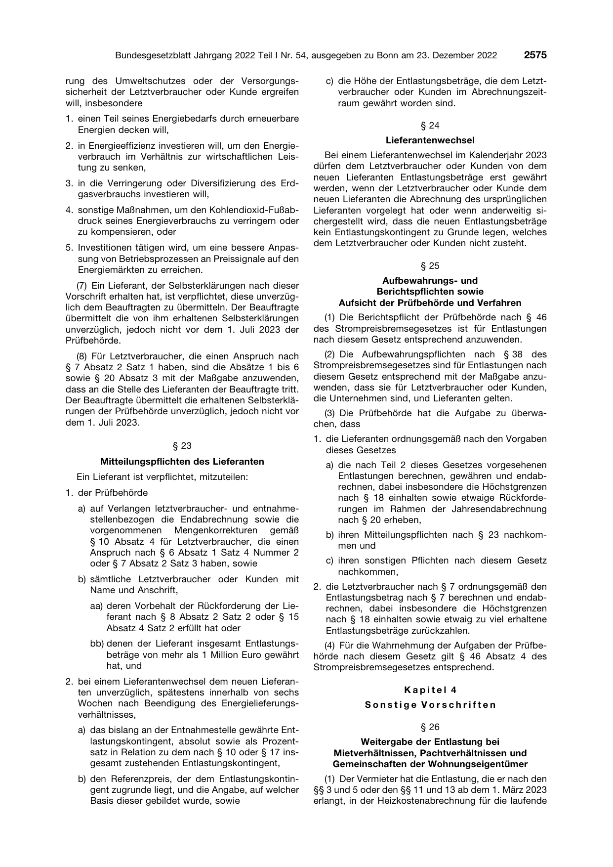 BGBl. 2022, Seite 2575 — Originalseite als Abbildung