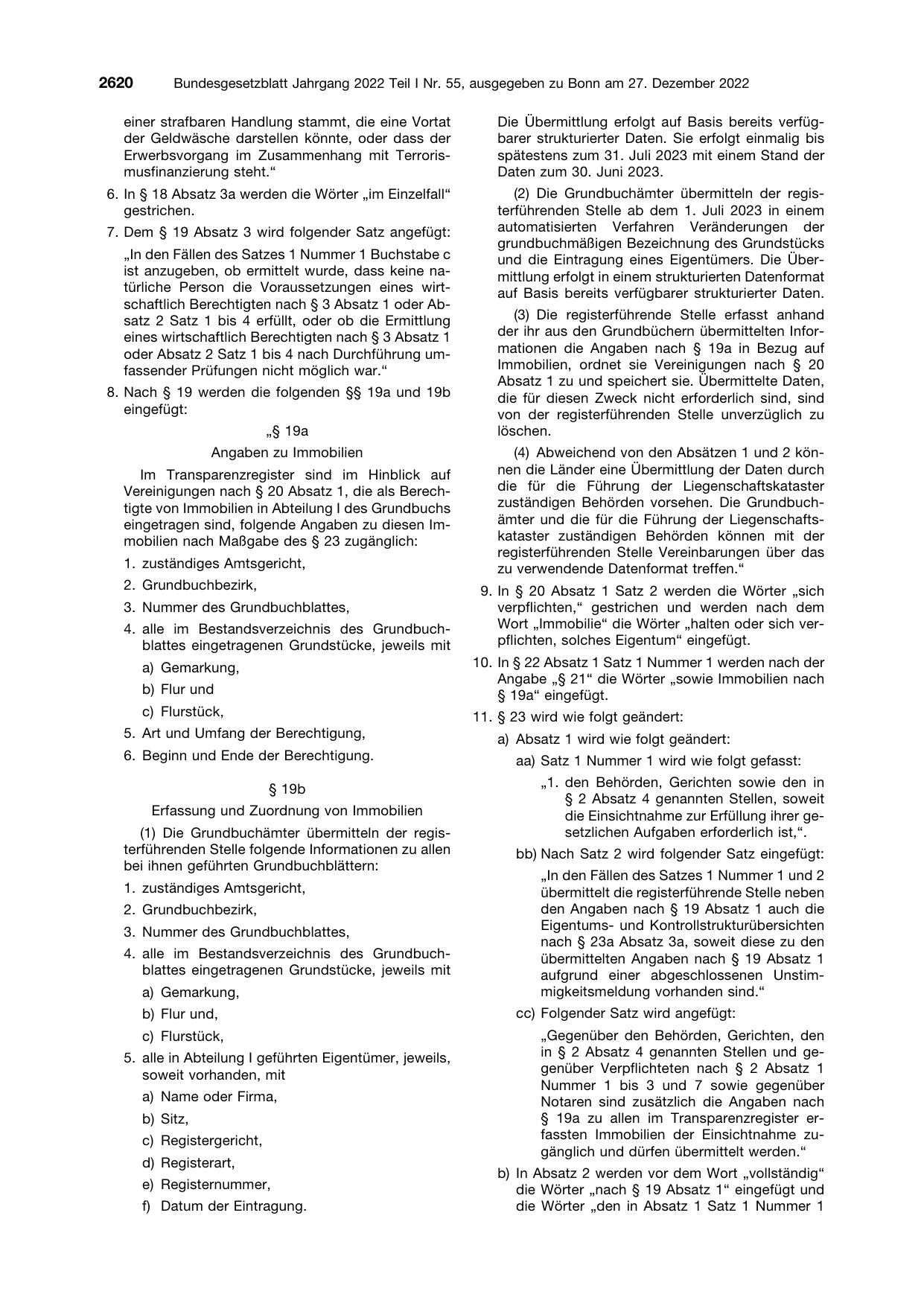 BGBl. 2022, Seite 2620 — Originalseite als Abbildung