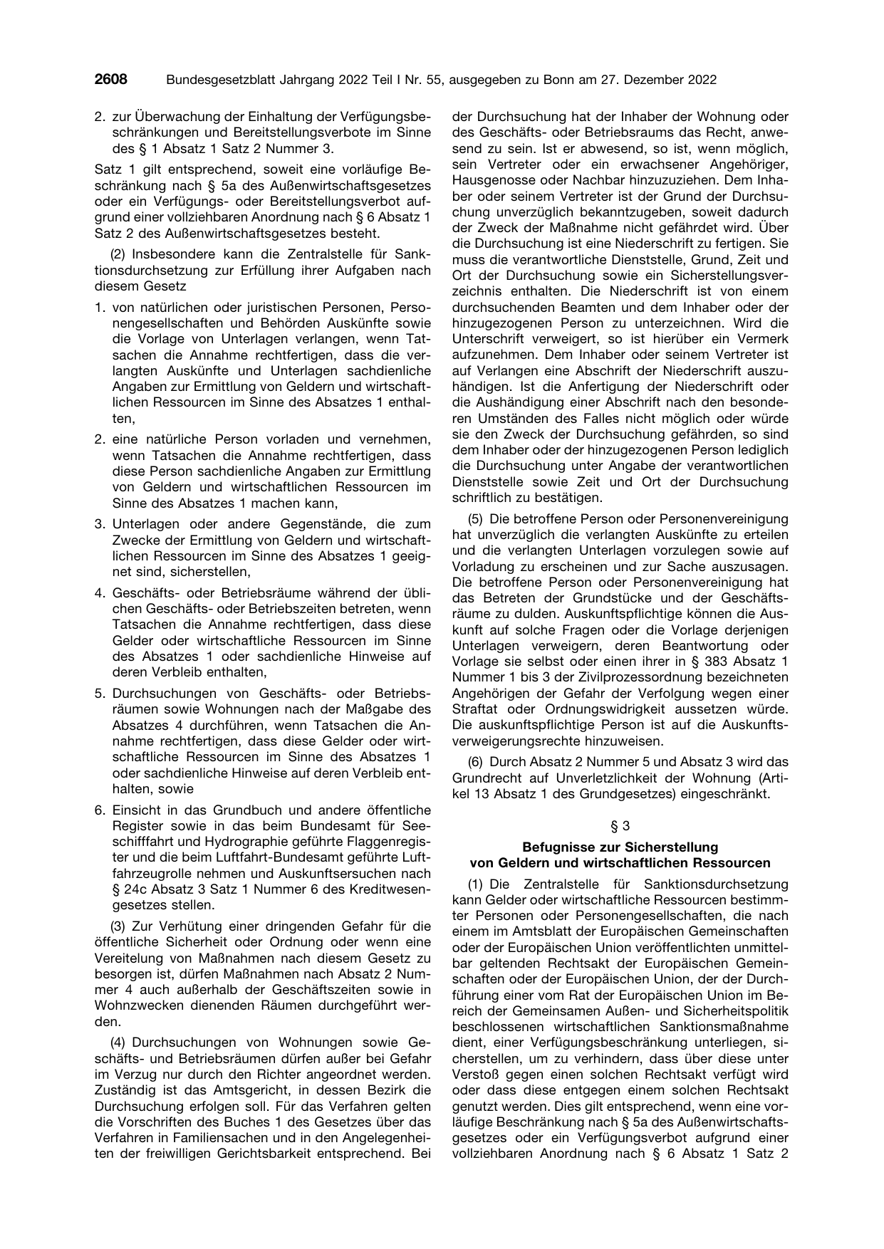 BGBl. 2022, Seite 2608 — Originalseite als Abbildung