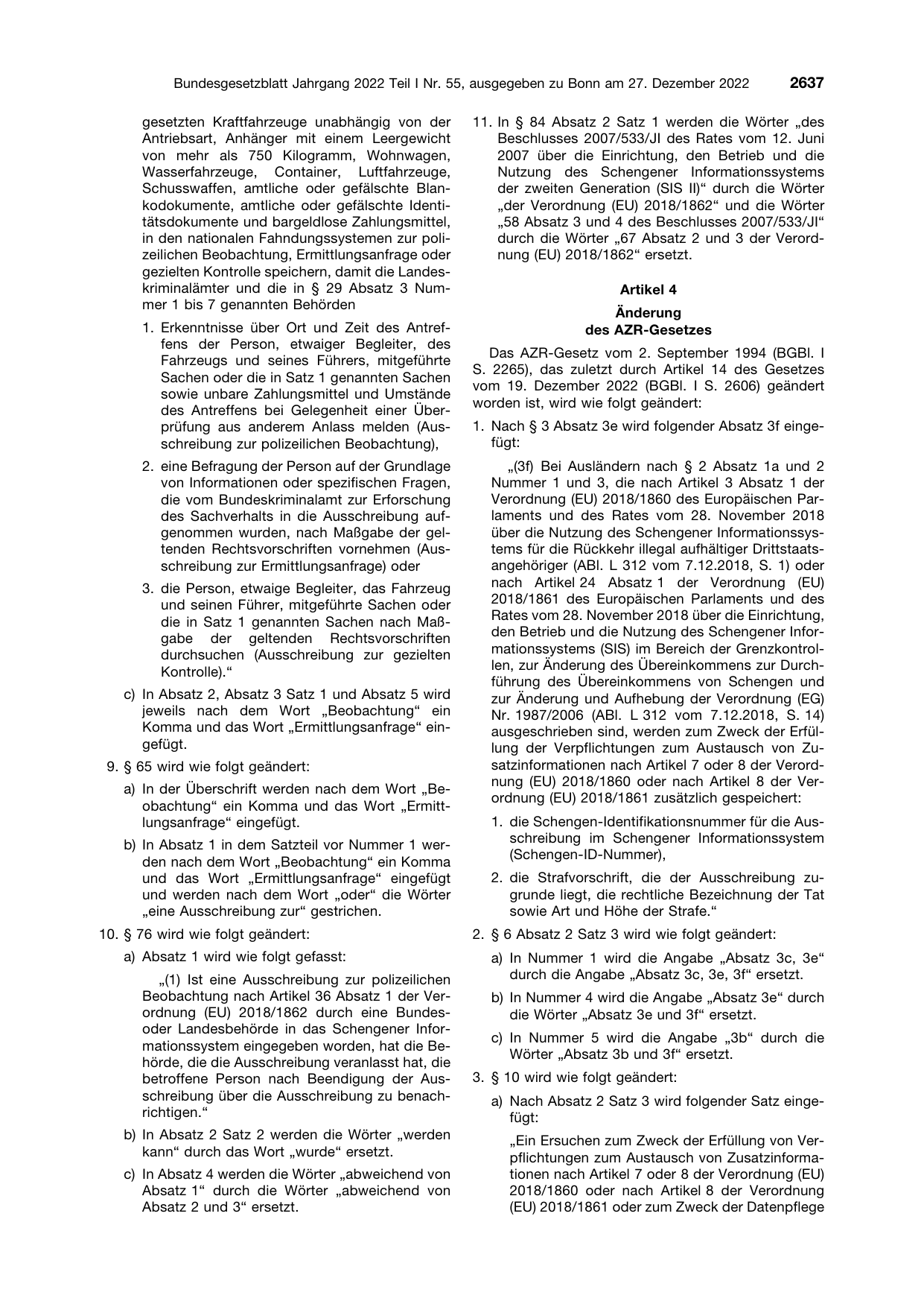 BGBl. 2022, Seite 2637 — Originalseite als Abbildung