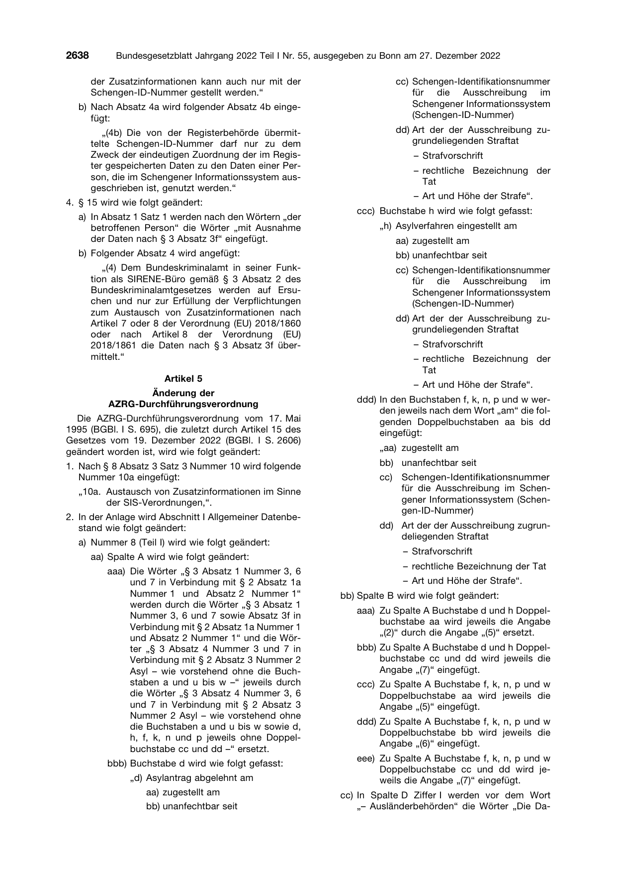 BGBl. 2022, Seite 2638 — Originalseite als Abbildung