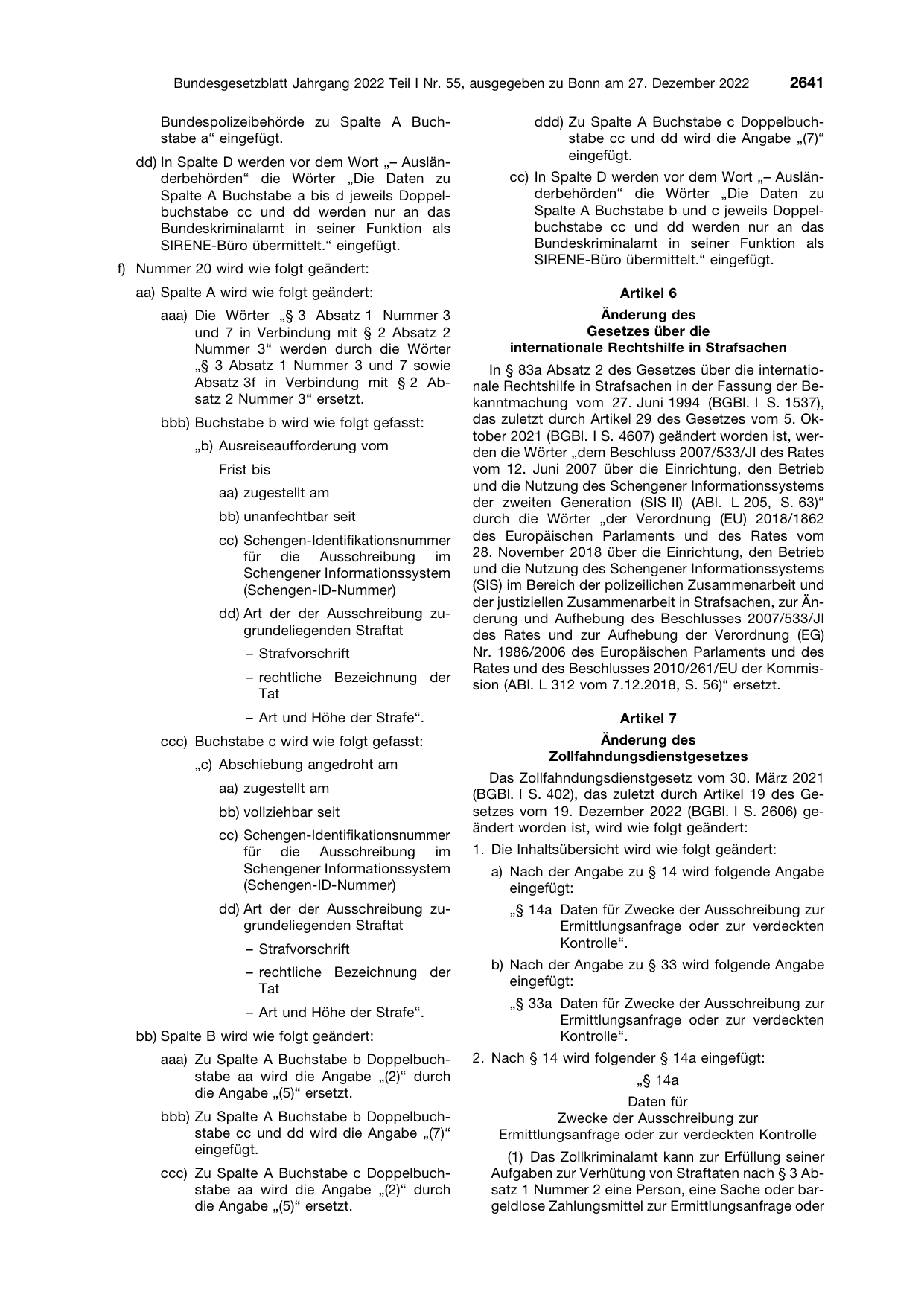 BGBl. 2022, Seite 2641 — Originalseite als Abbildung