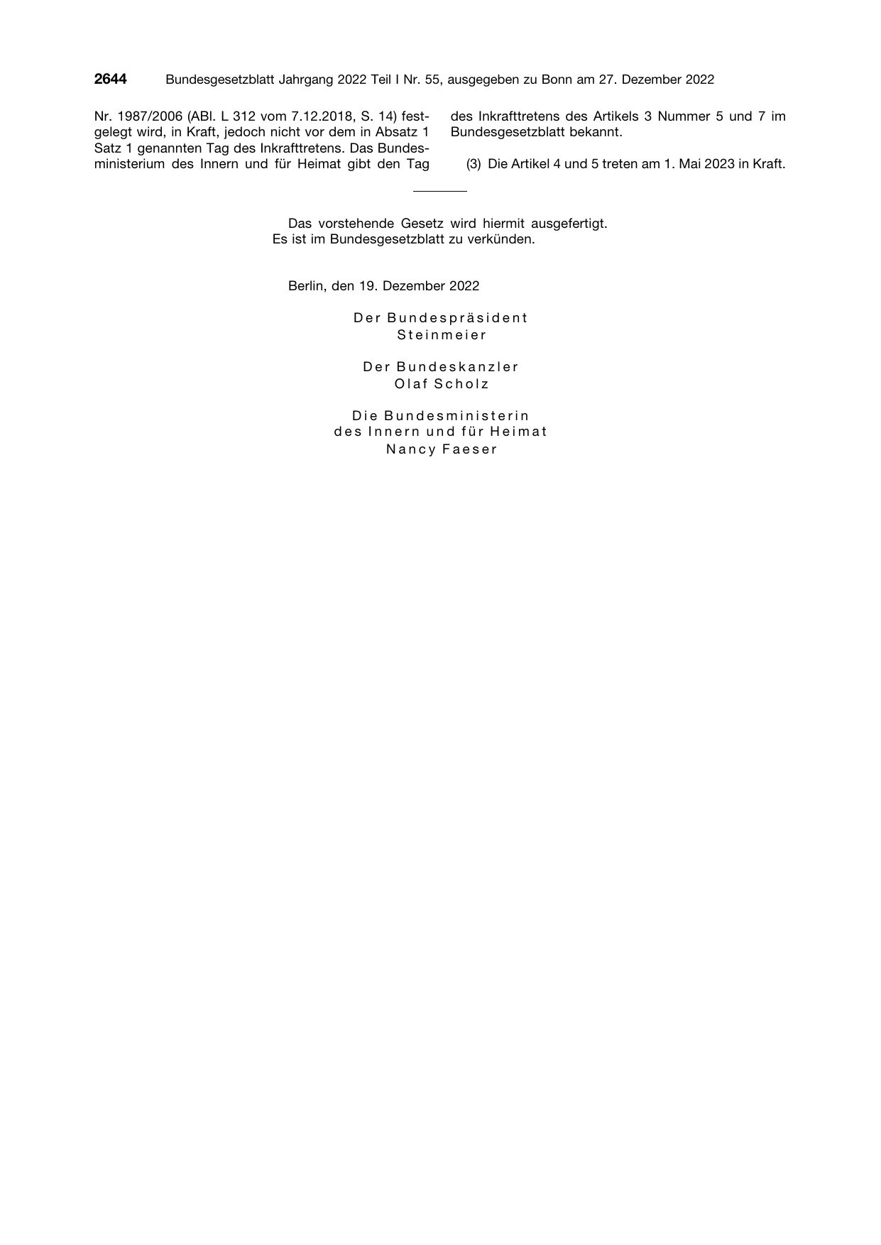 BGBl. 2022, Seite 2644 — Originalseite als Abbildung
