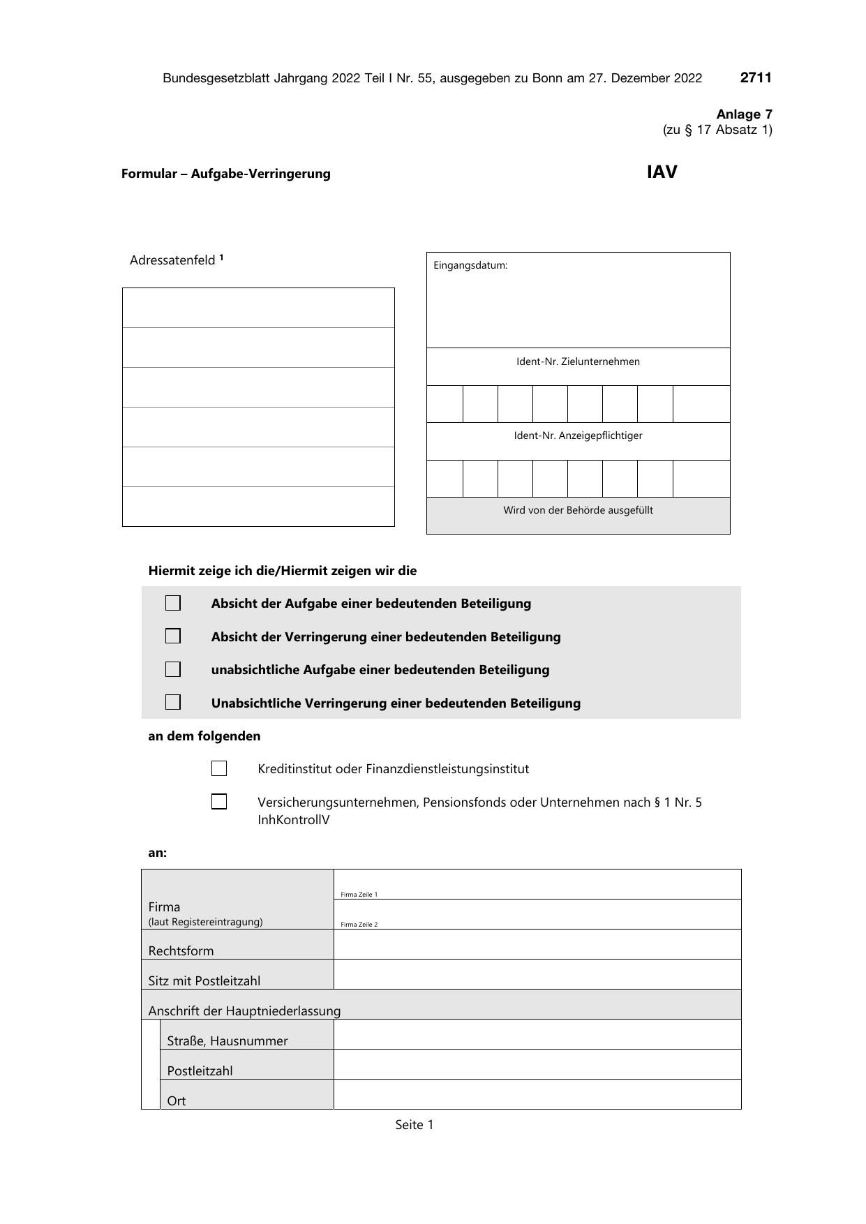 BGBl. 2022, Seite 2711 — Originalseite als Abbildung