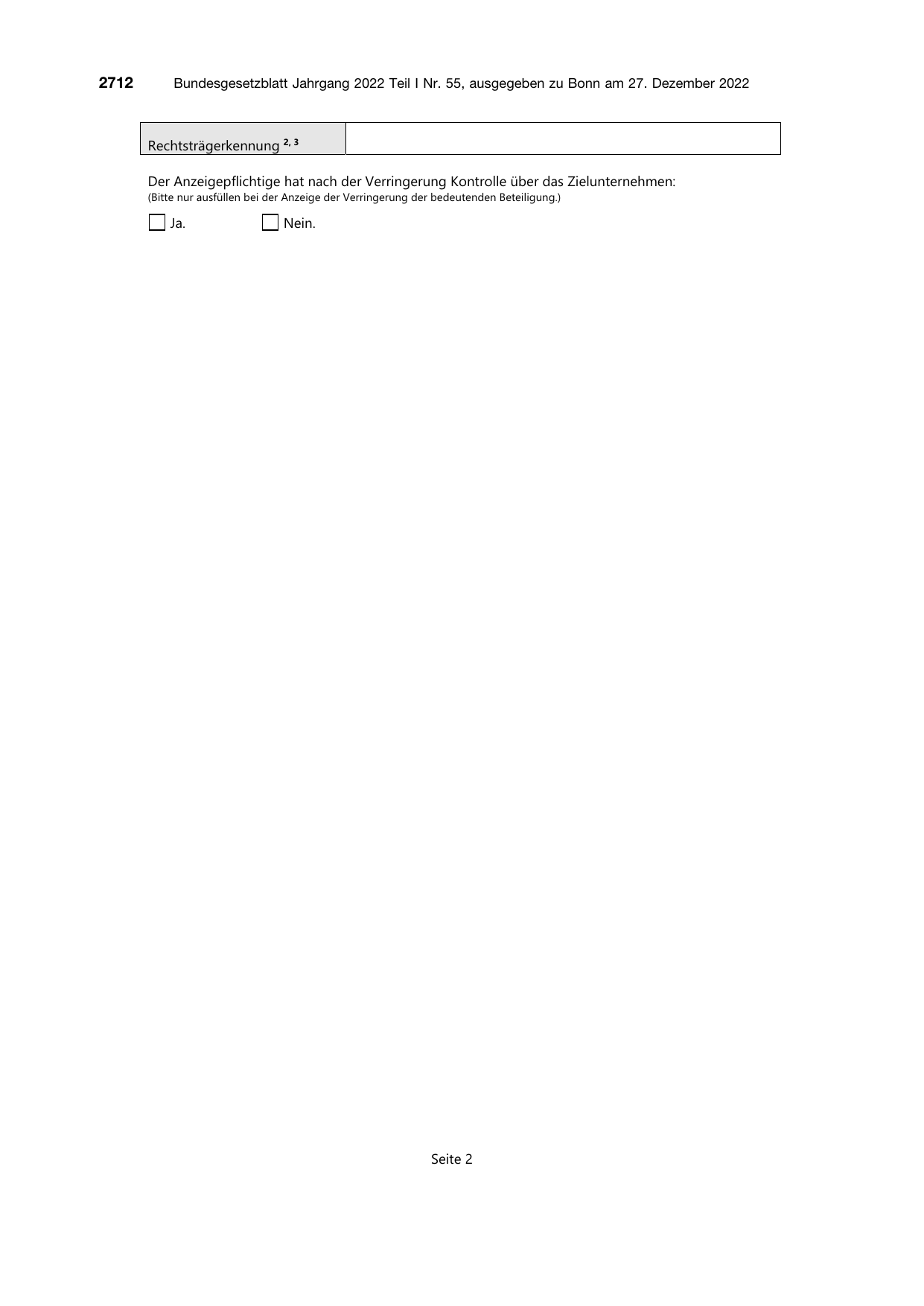 BGBl. 2022, Seite 2712 — Originalseite als Abbildung