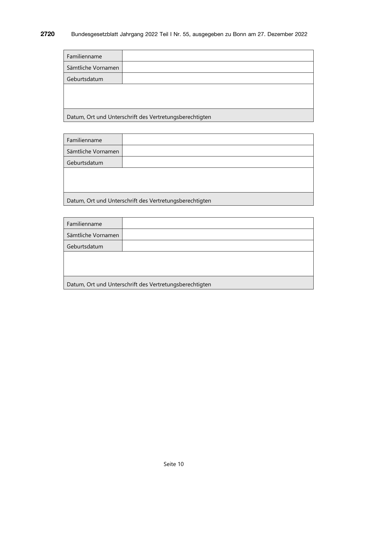 BGBl. 2022, Seite 2720 — Originalseite als Abbildung