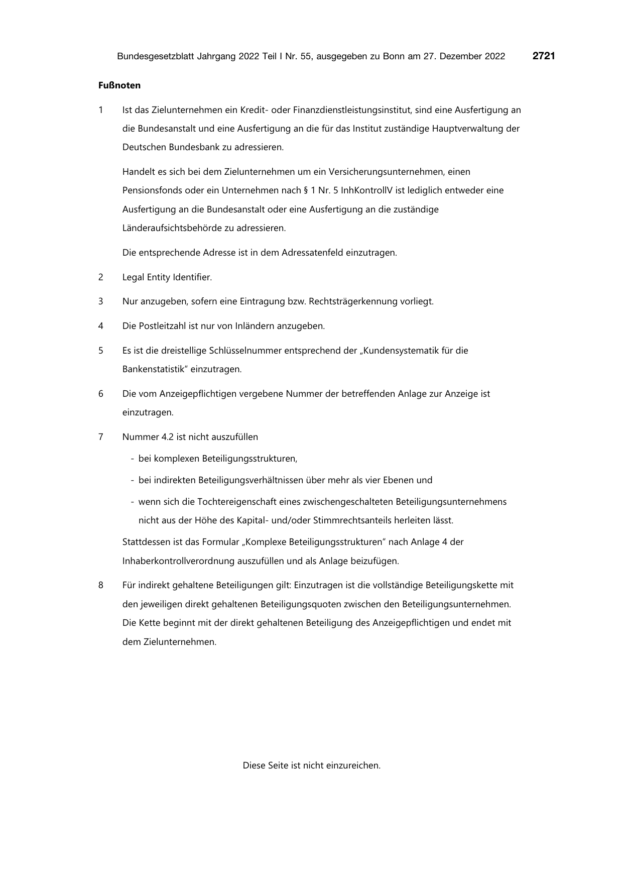 BGBl. 2022, Seite 2721 — Originalseite als Abbildung